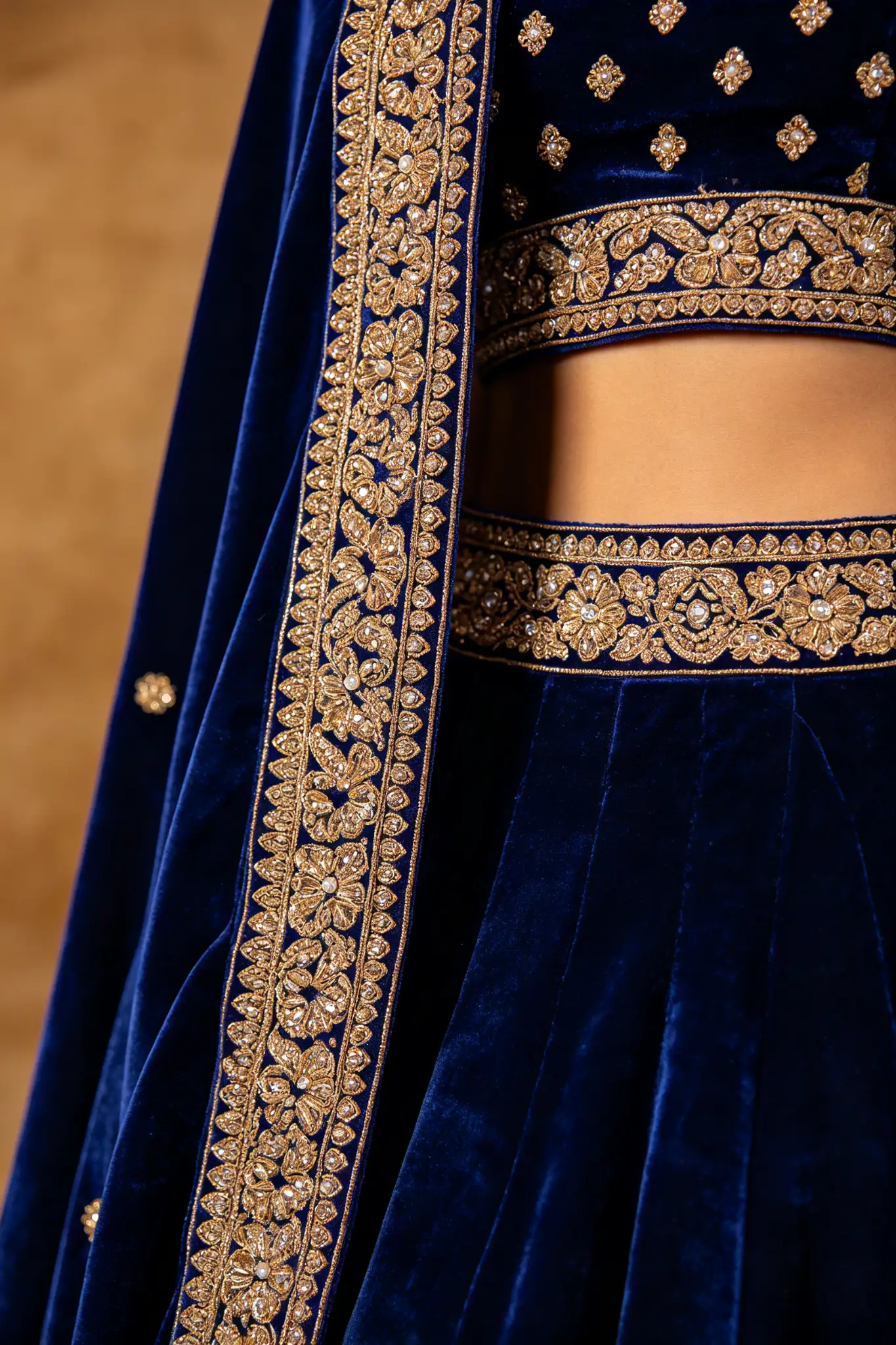 Royal Blue Velvet Lehenga - Winter - image 6