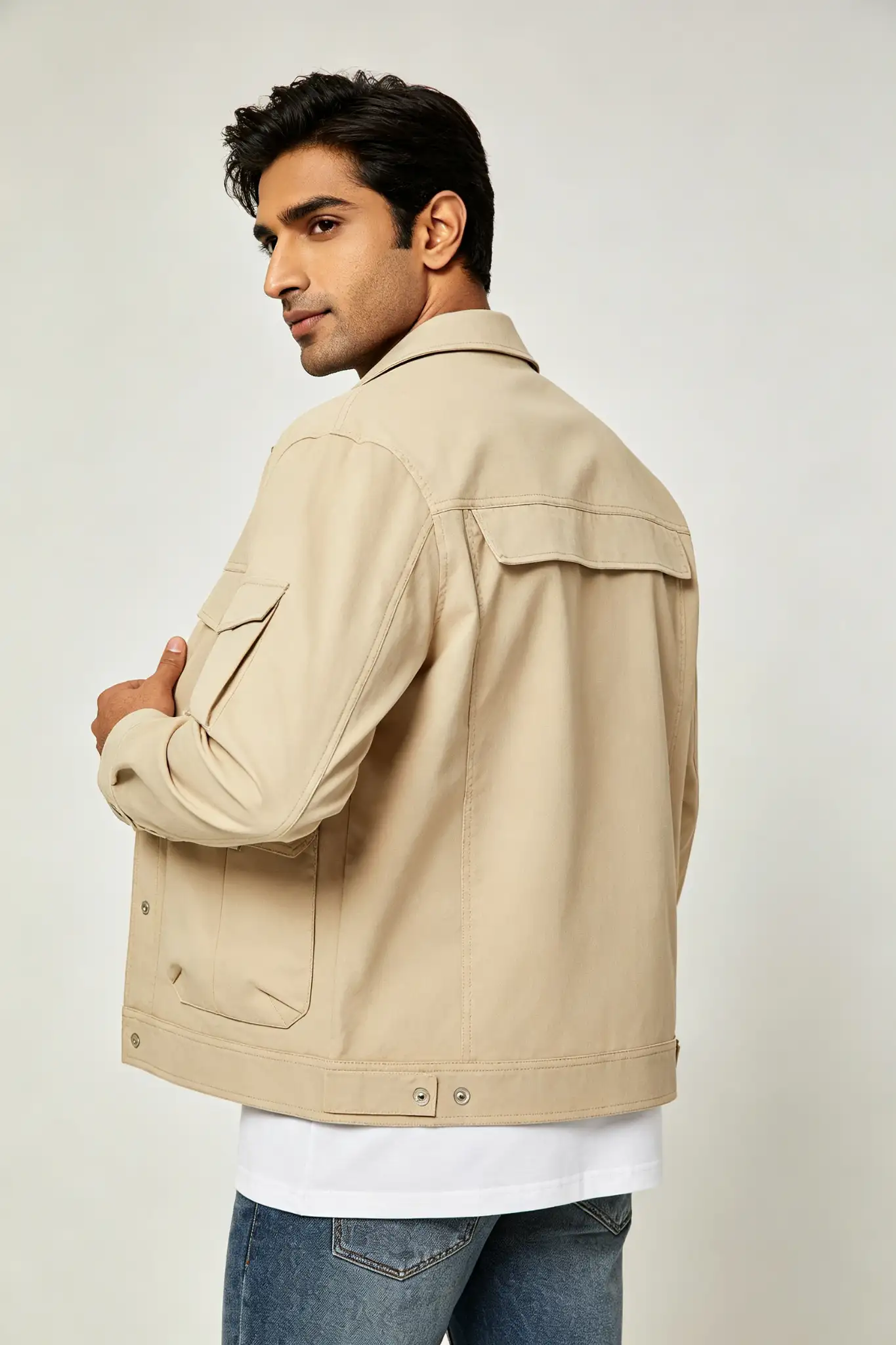 Beige Cotton Utility Jacket - image 4