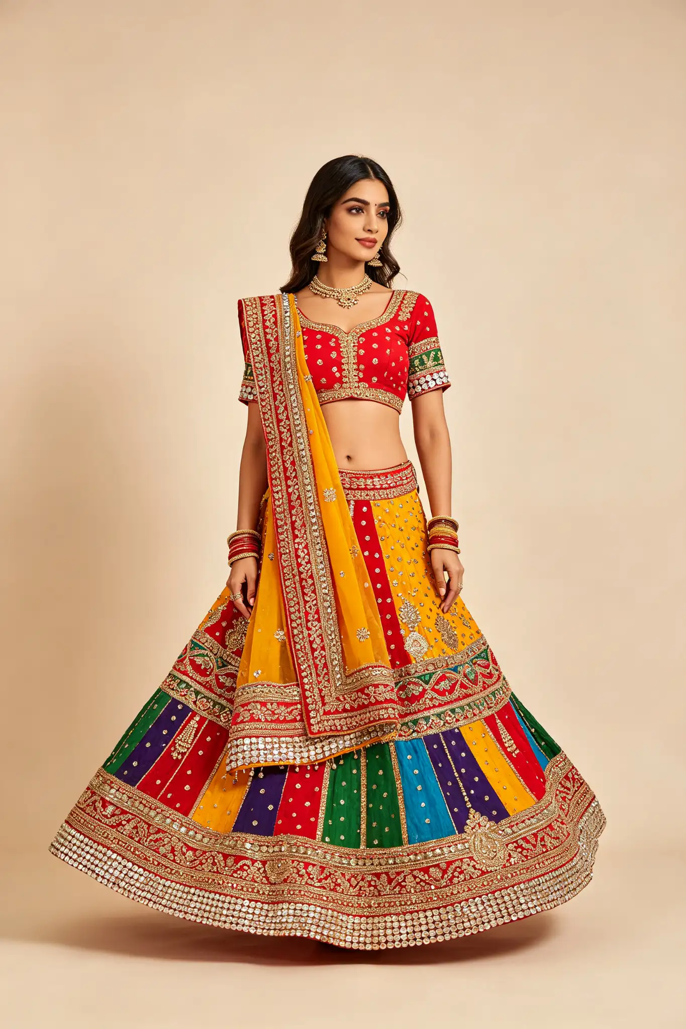 Multicolour Garba Lehenga - Navratri - image 3