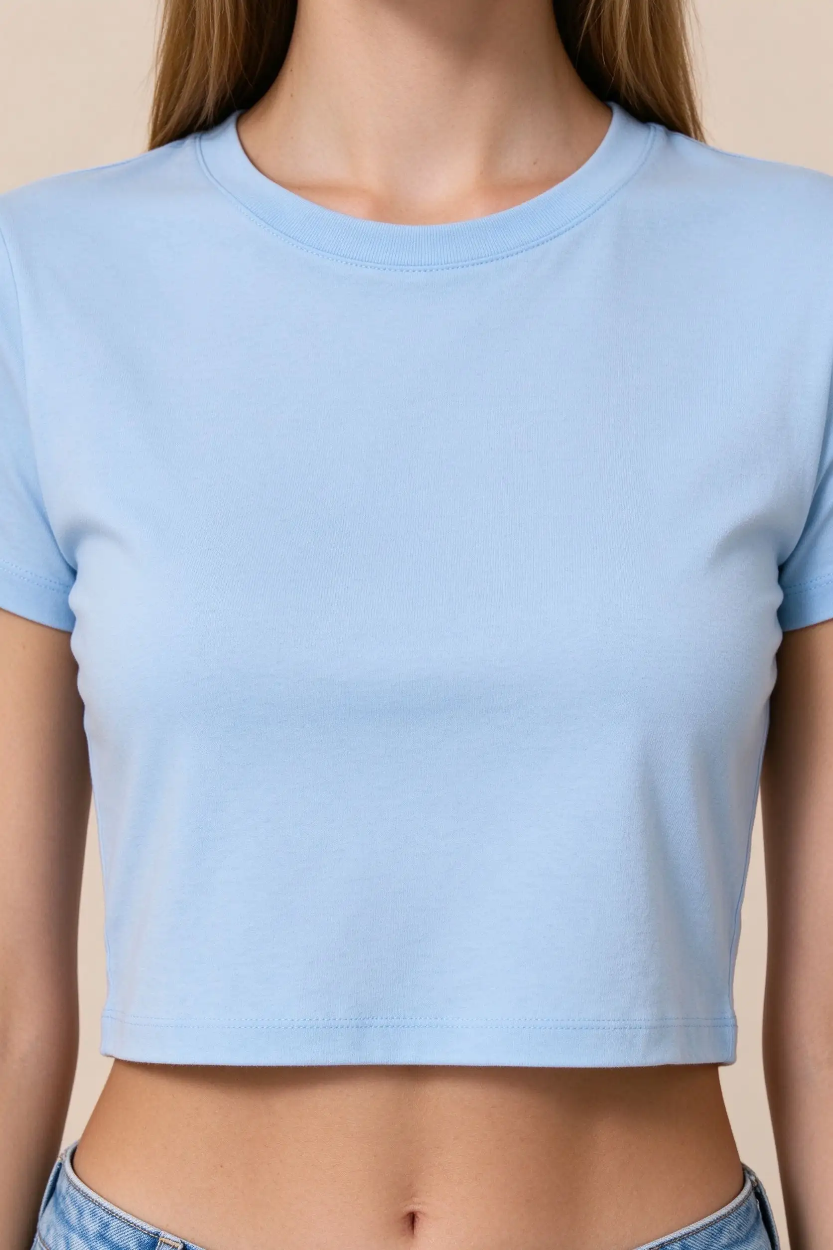 Light Blue Crop Top T-Shirt - image 5
