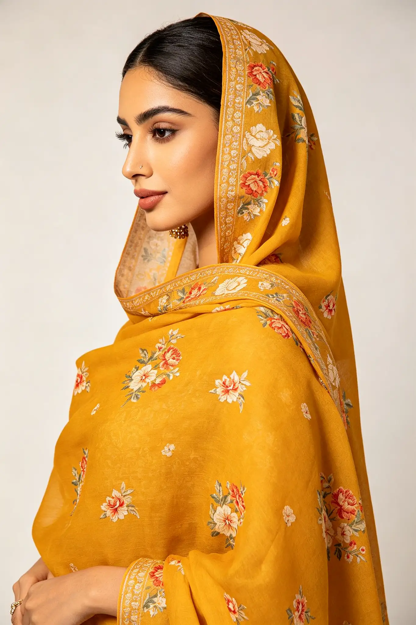 Cotton Silk Printed Dupatta - Mustard - image 3