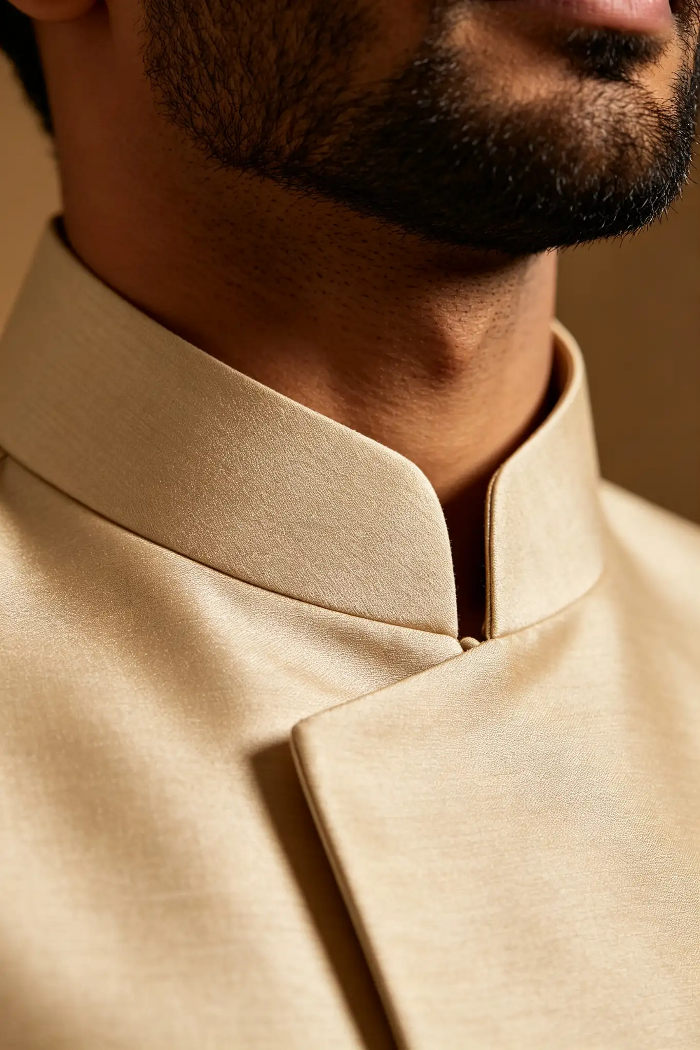 Beige Bandhgala Silk Sherwani - Formal - image 6