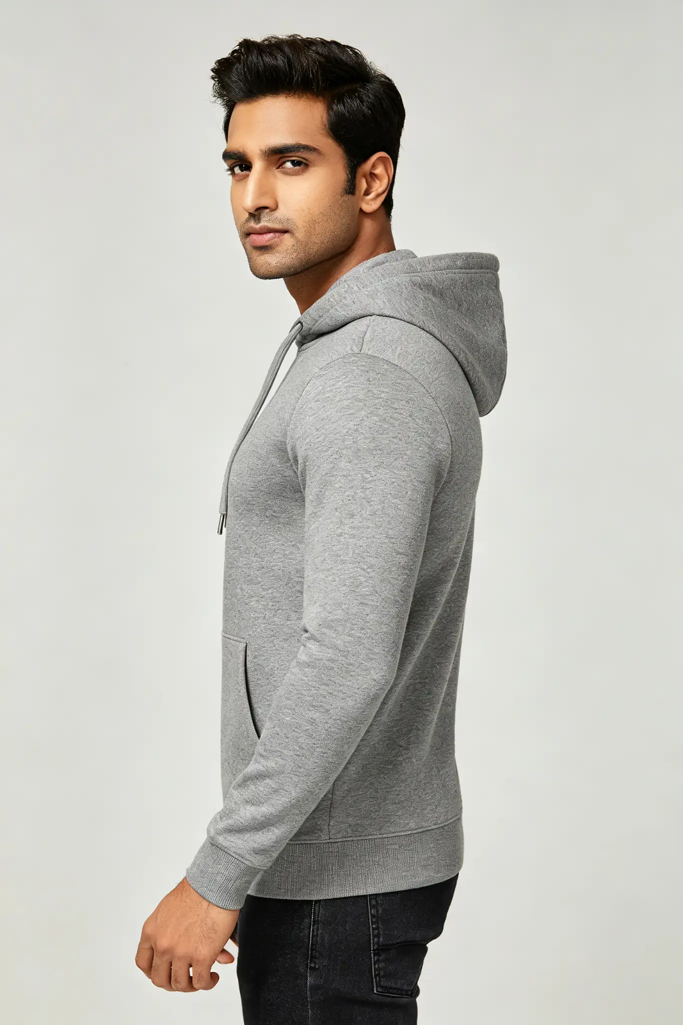 Grey Melange Hoodie - Slim Fit - image 4