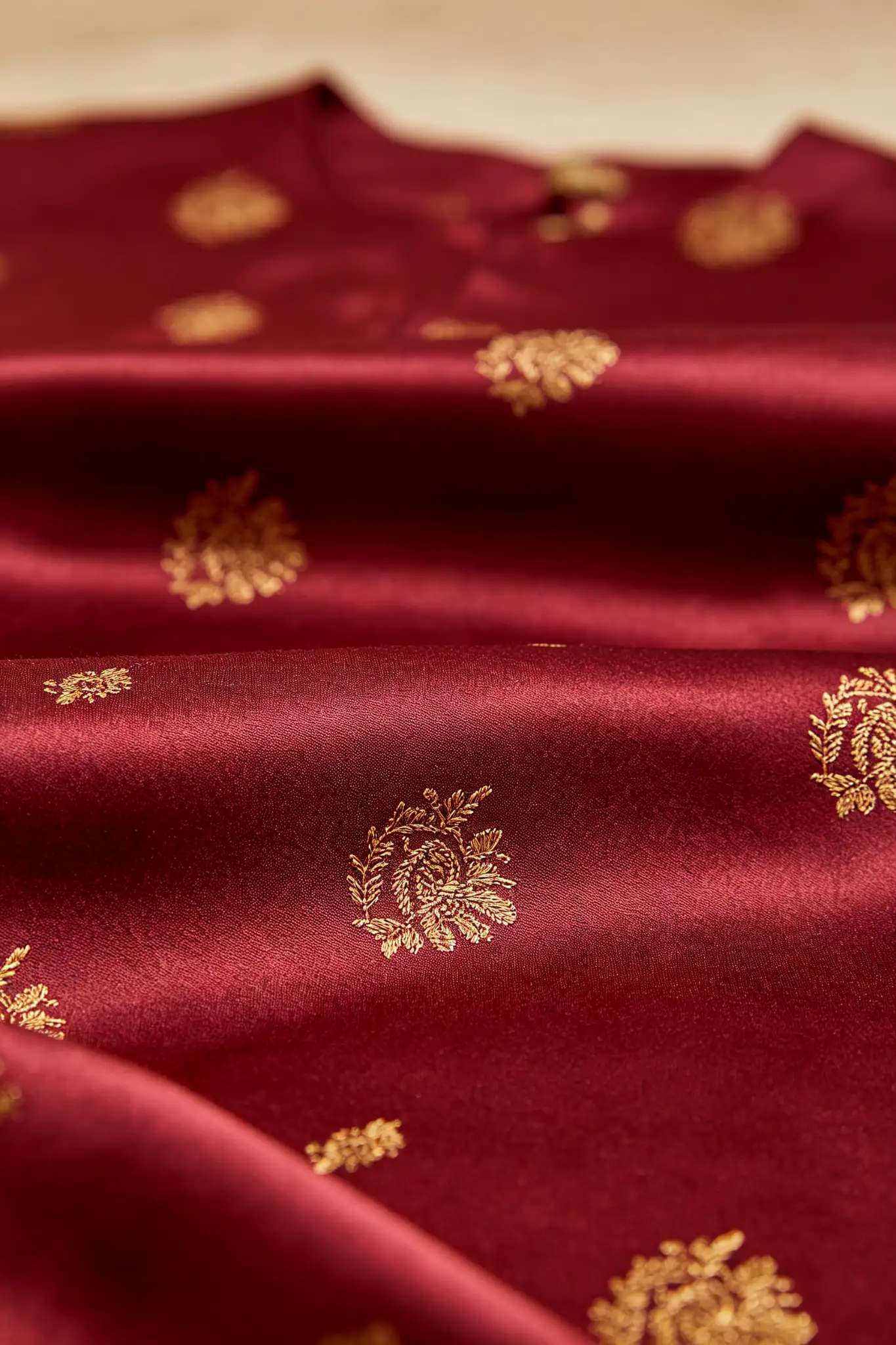 Wine Red Woven Silk Blend Kurta - Festive - image 5