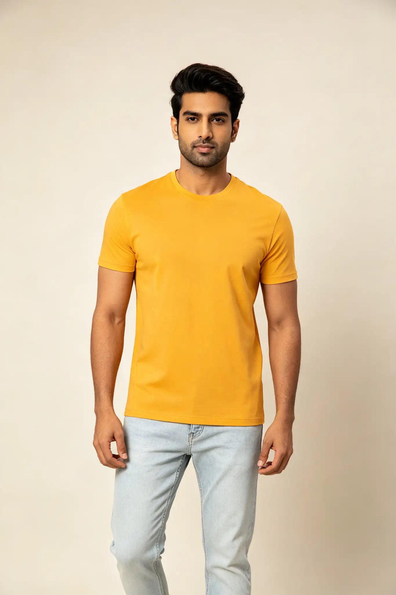 Mustard Yellow Round Neck T-Shirt - image 2