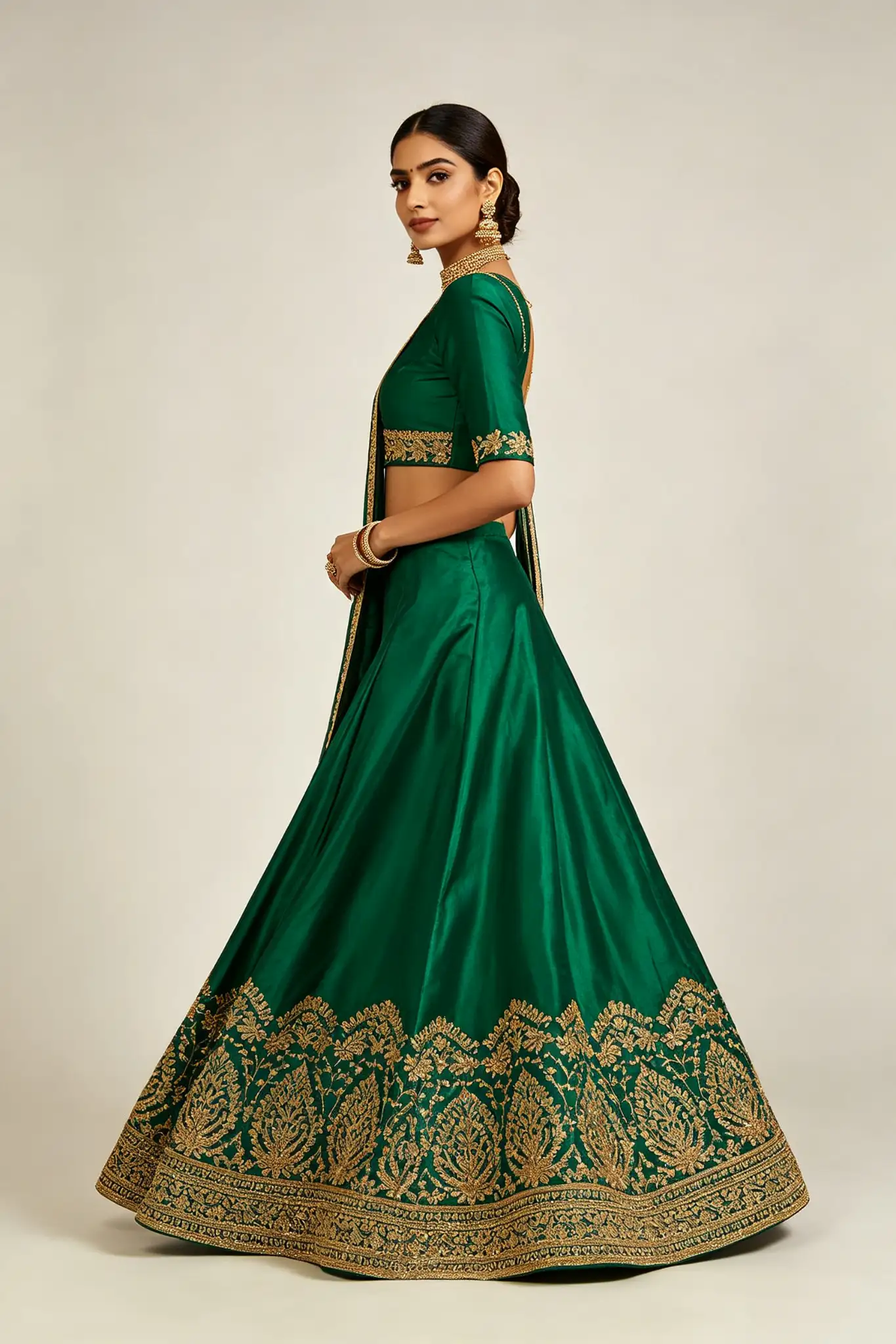 Emerald Green Lehenga - Festive - image 3
