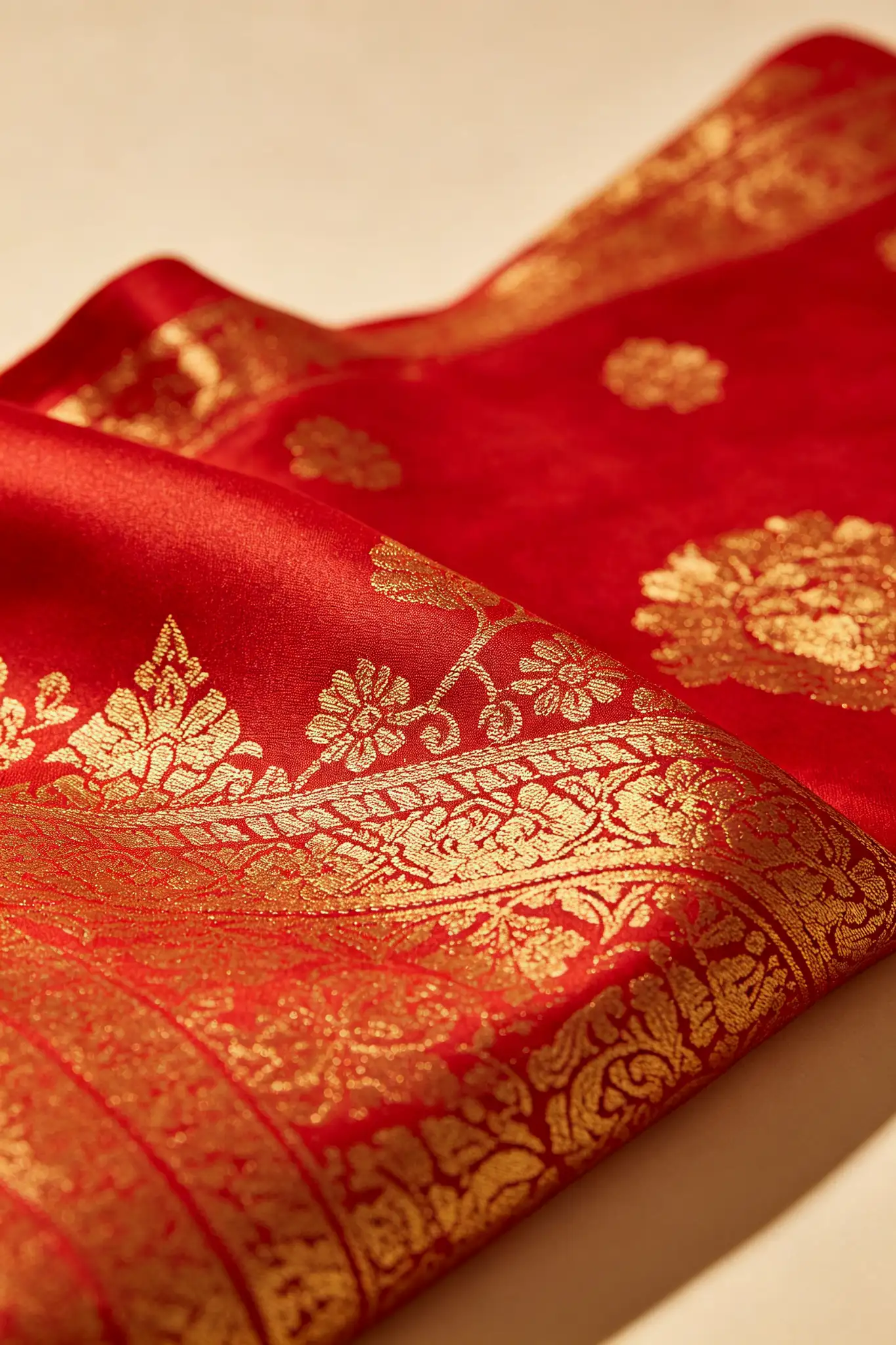 Banarasi Silk Saree - Gold & Red - image 5