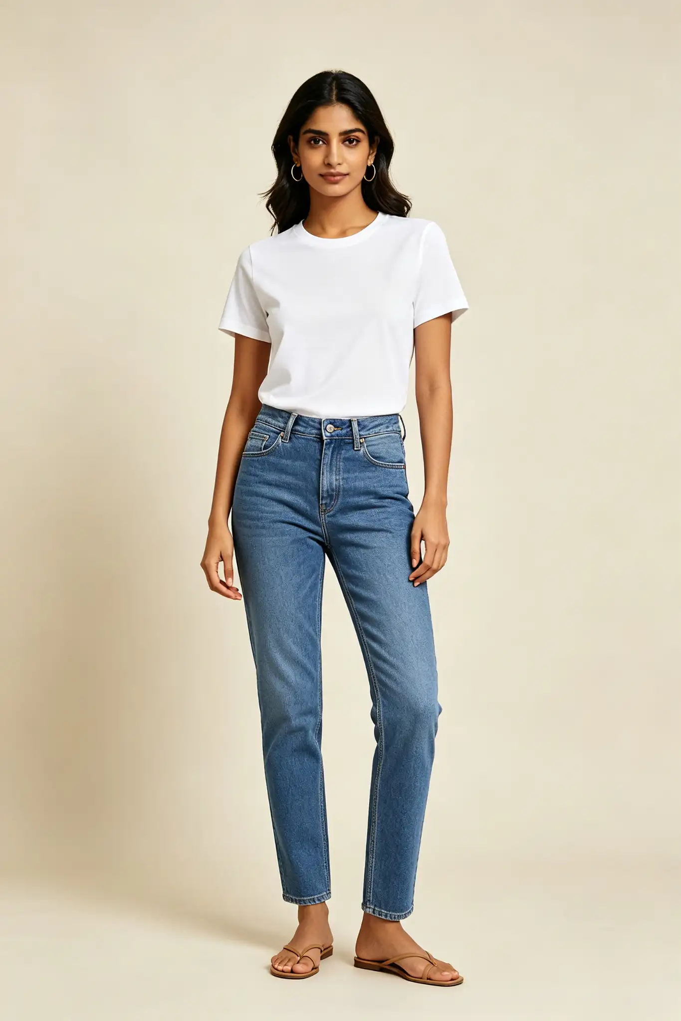 Cotton Round Neck T-Shirt - White - image 2