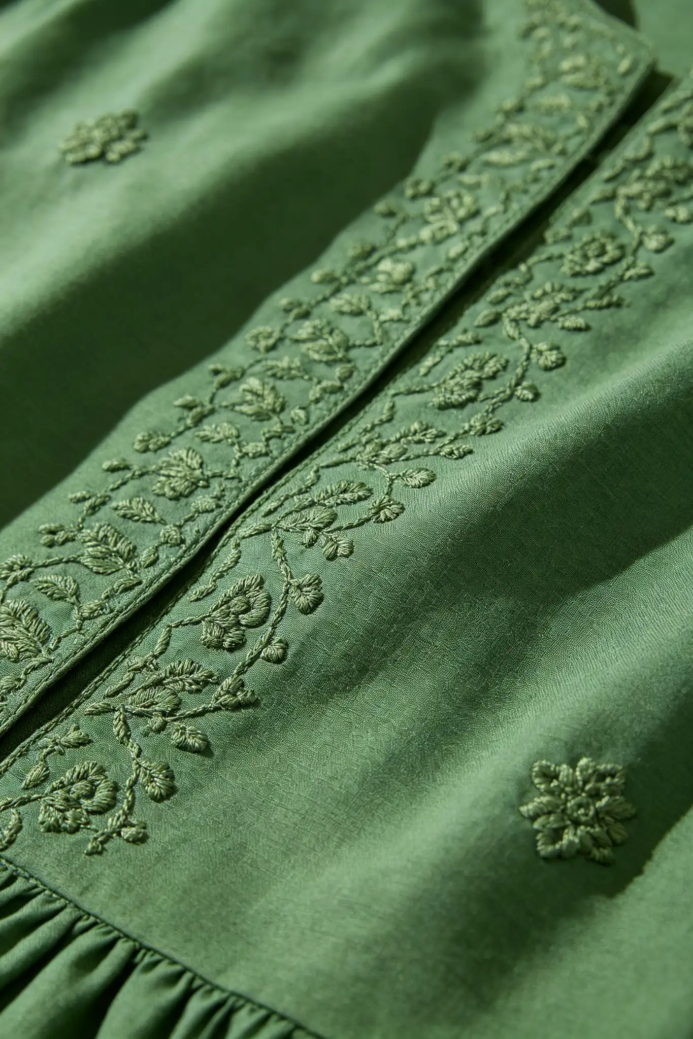 Green Ethnic Kurta Dress - Embroidered - image 5