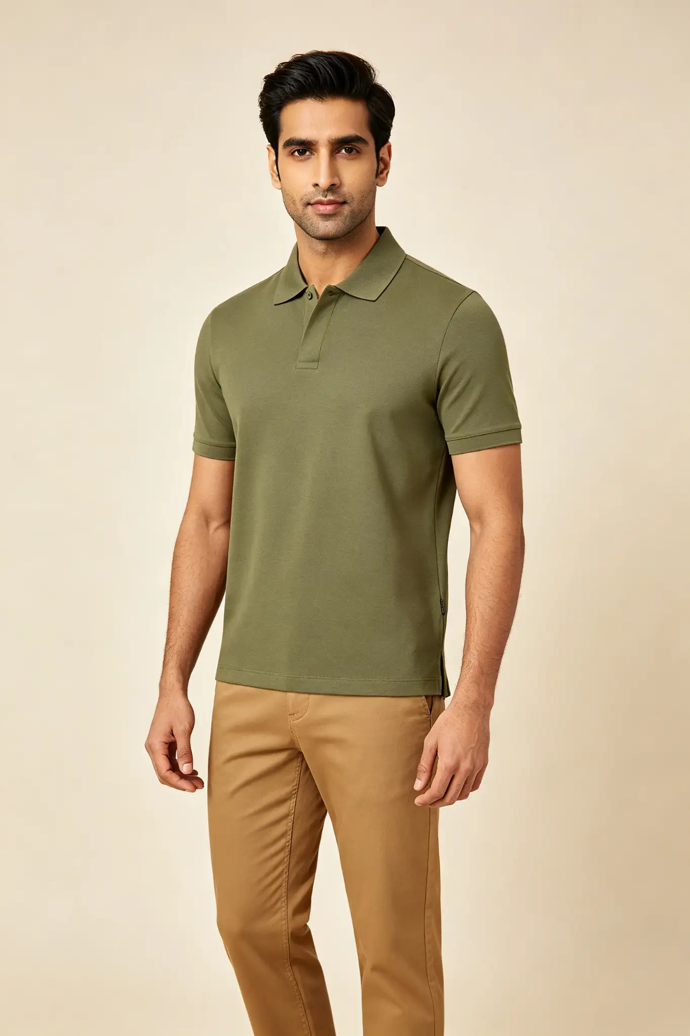 Olive Green Solid Polo - Casual - image 2