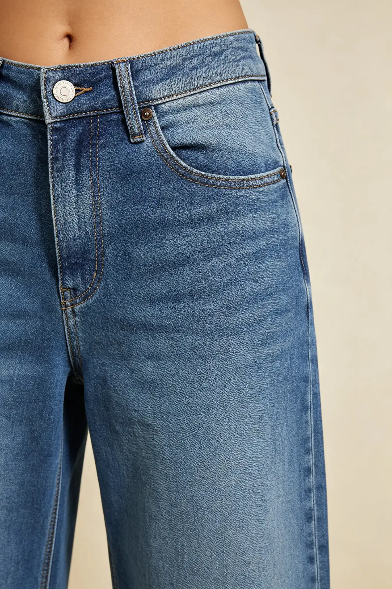 Wide Leg Jeans - Medium Blue - image 6