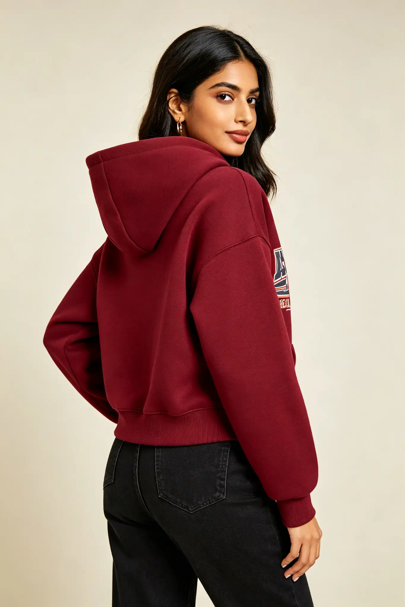 Wine Red Graphic Hoodie - image 4