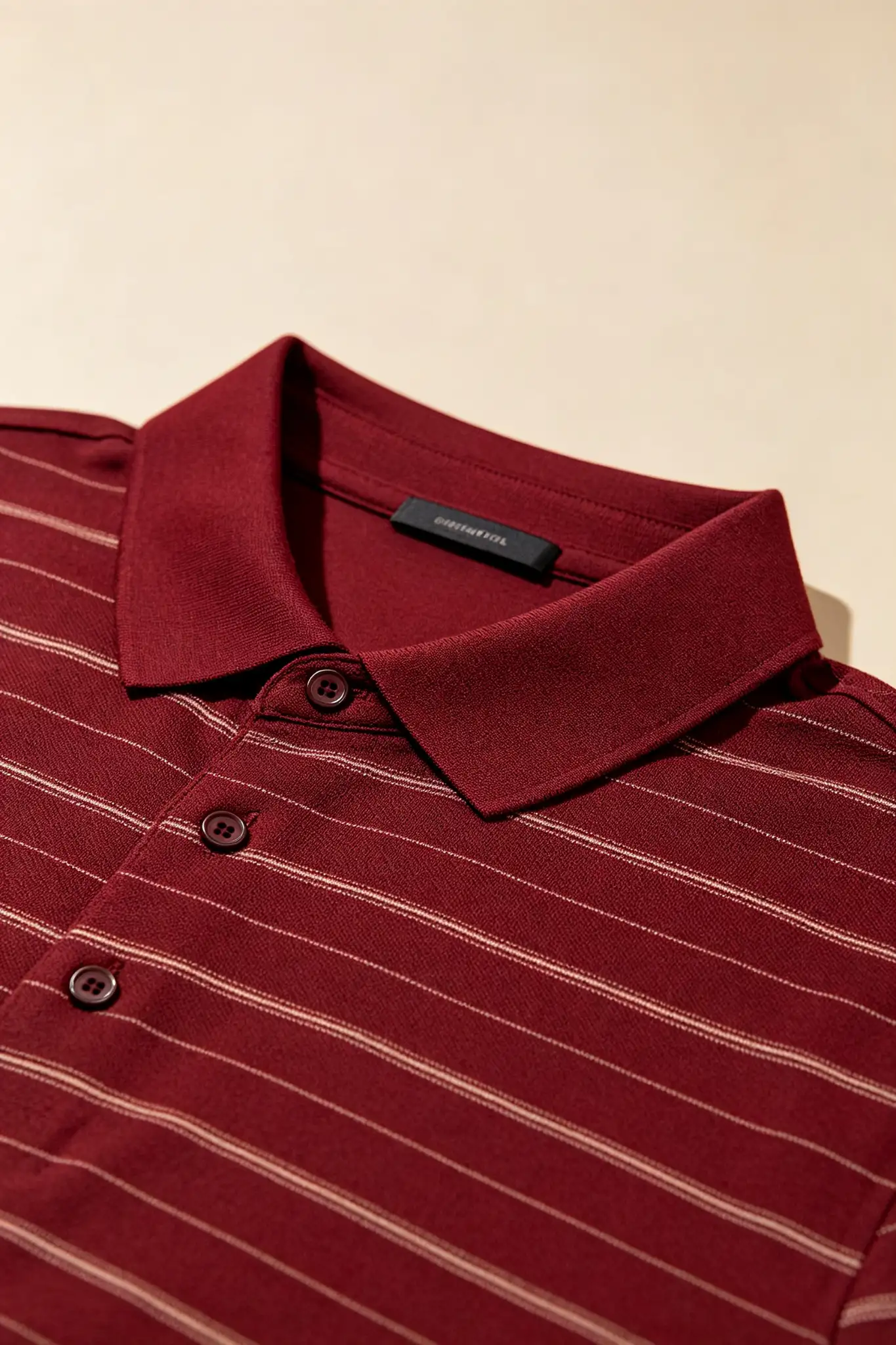 Burgundy Striped Polo Shirt - image 6