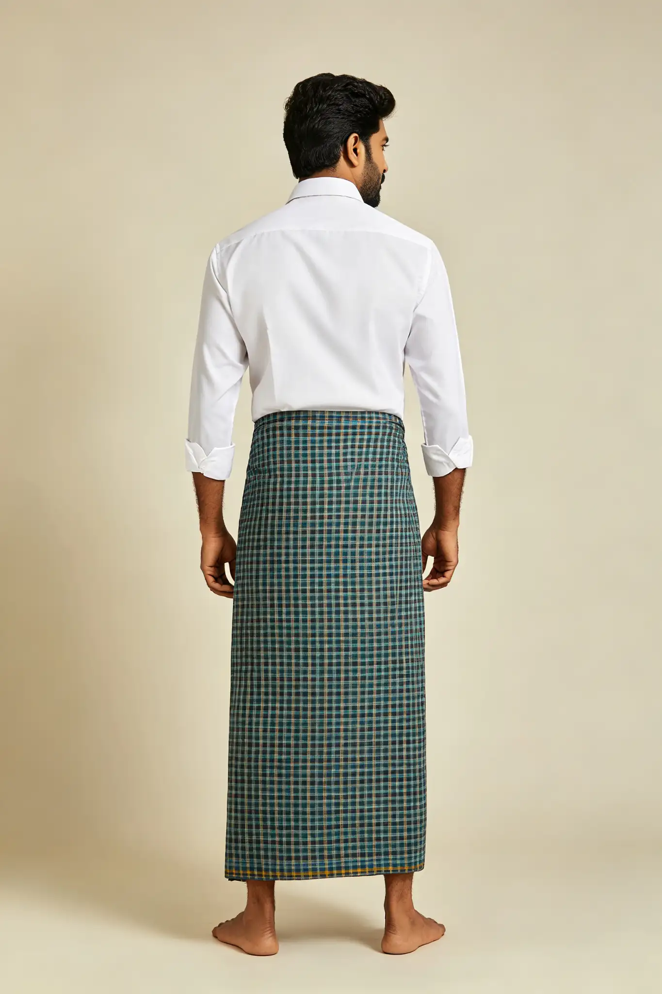 Checked Cotton Lungi - Multicolor - image 4
