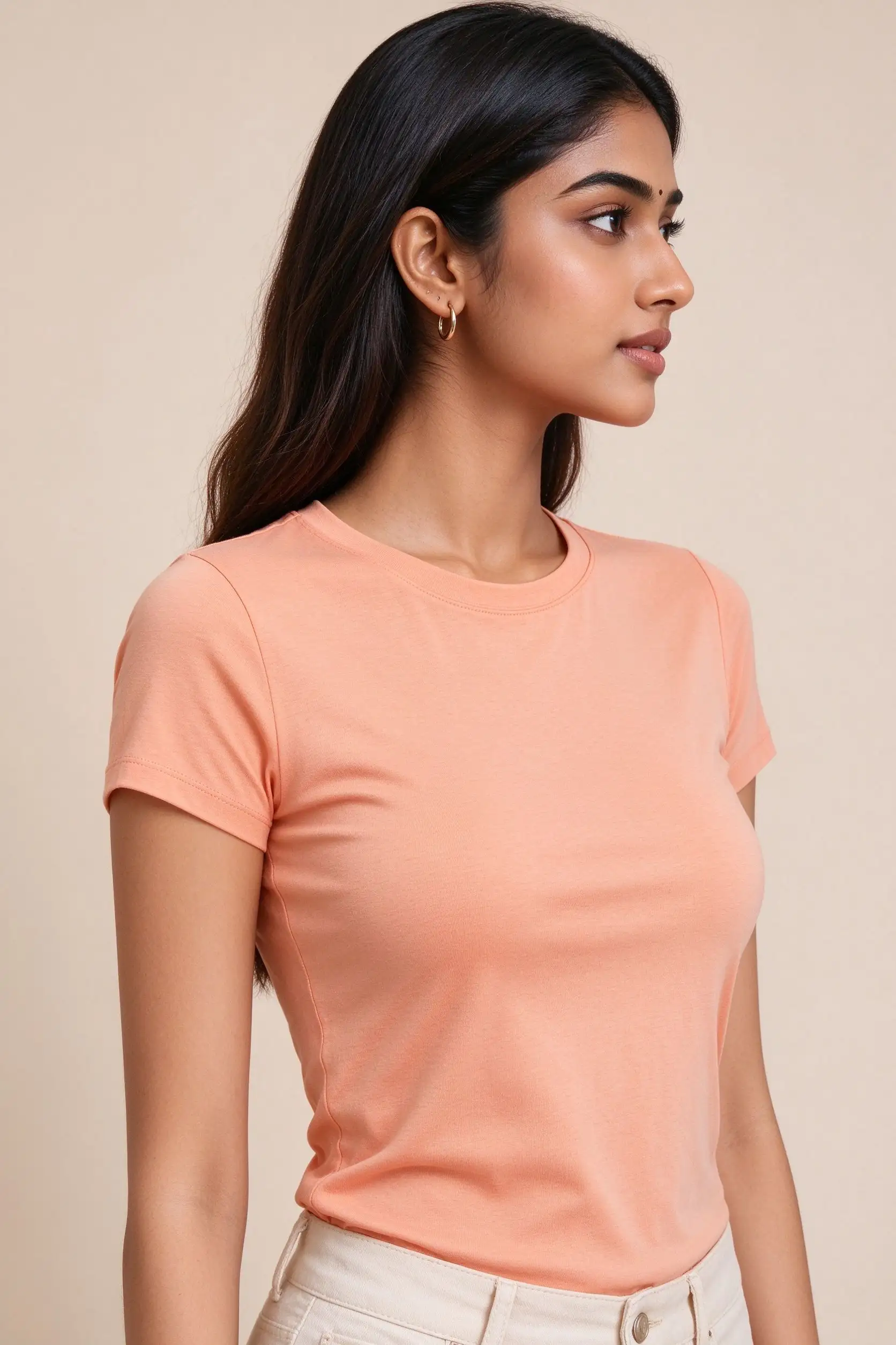 Peach Fitted T-Shirt - Casual - image 3
