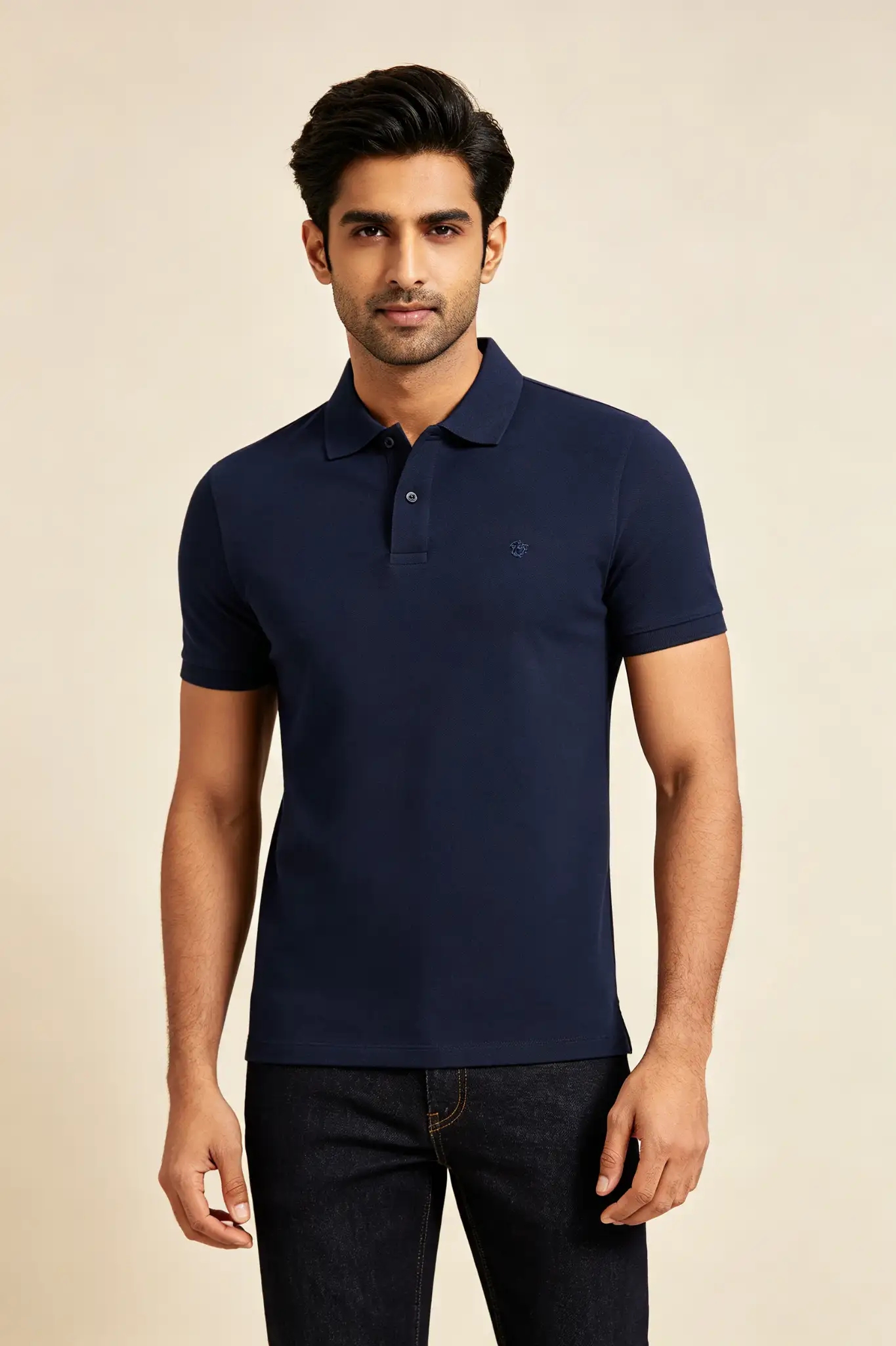 Navy Blue Slim Fit Polo - Premium - image 2
