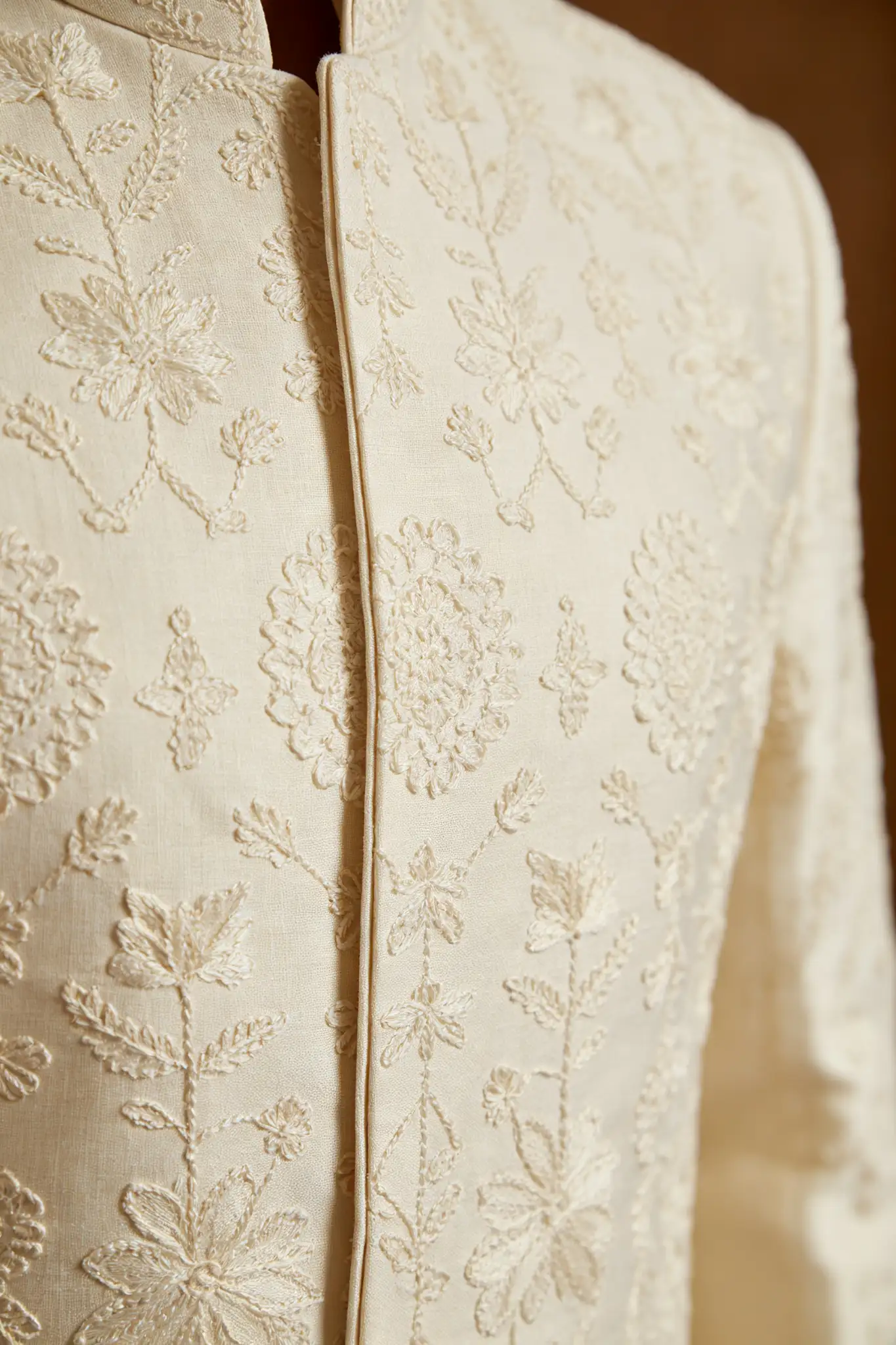 Ivory White Chikankari Sherwani - Reception - image 6