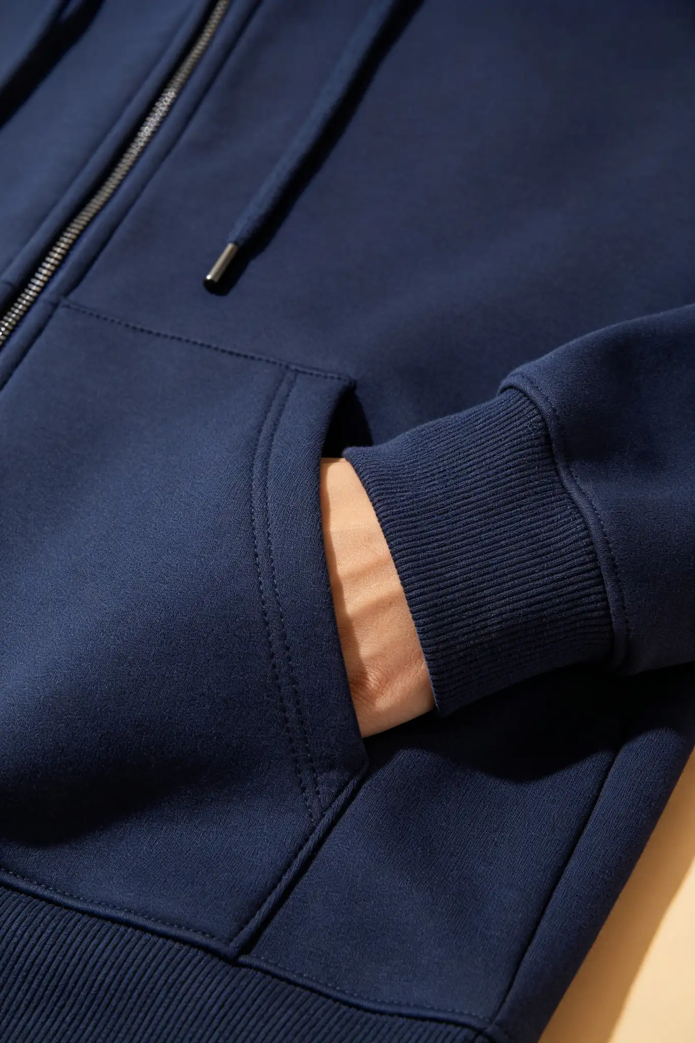 Navy Blue Zip-Up Hoodie - image 6