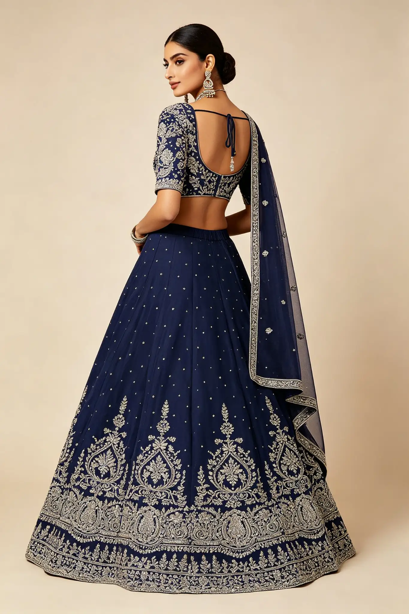 Navy Blue Embroidered Lehenga - image 4