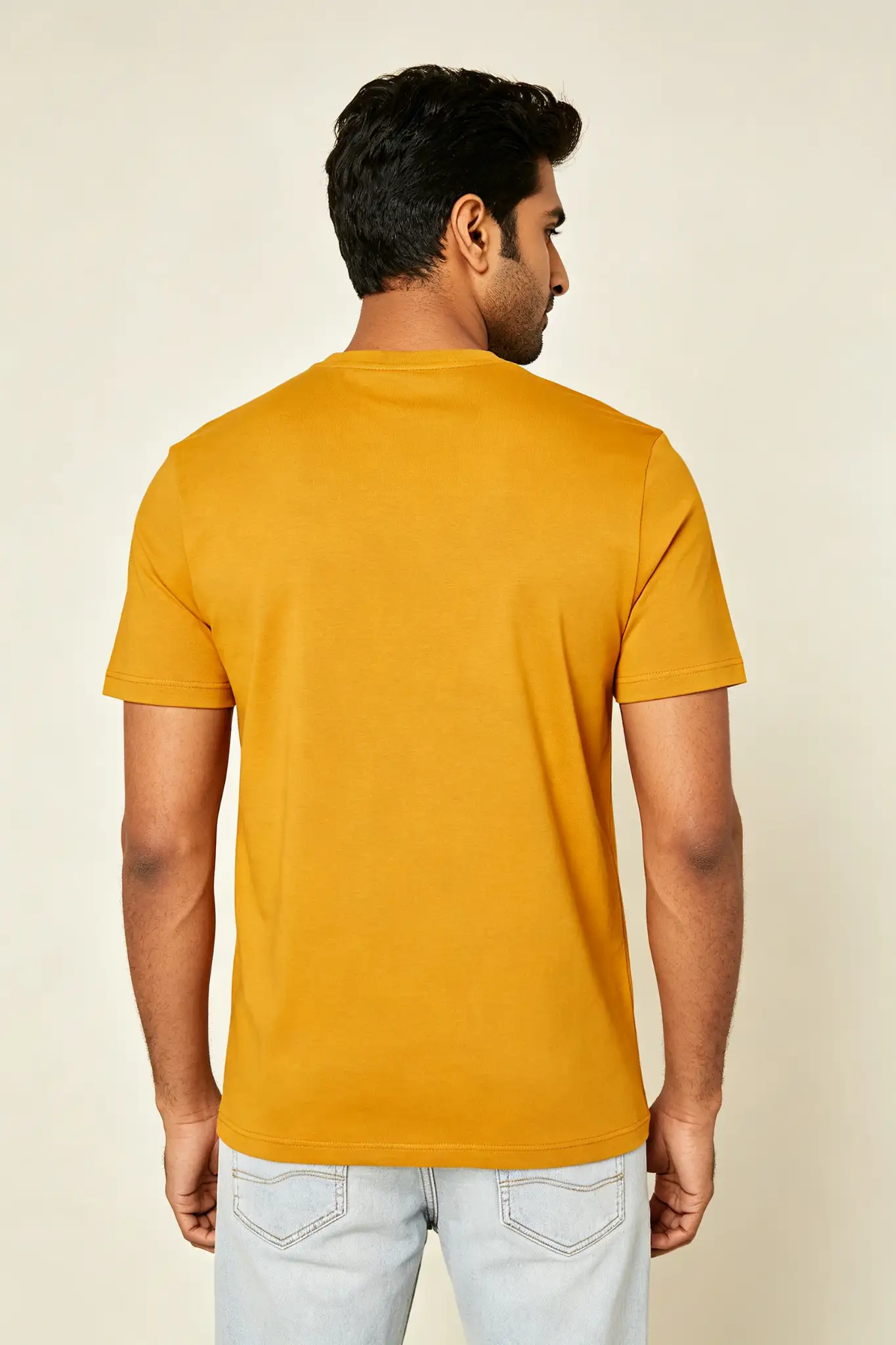 Mustard Yellow Round Neck T-Shirt - image 4