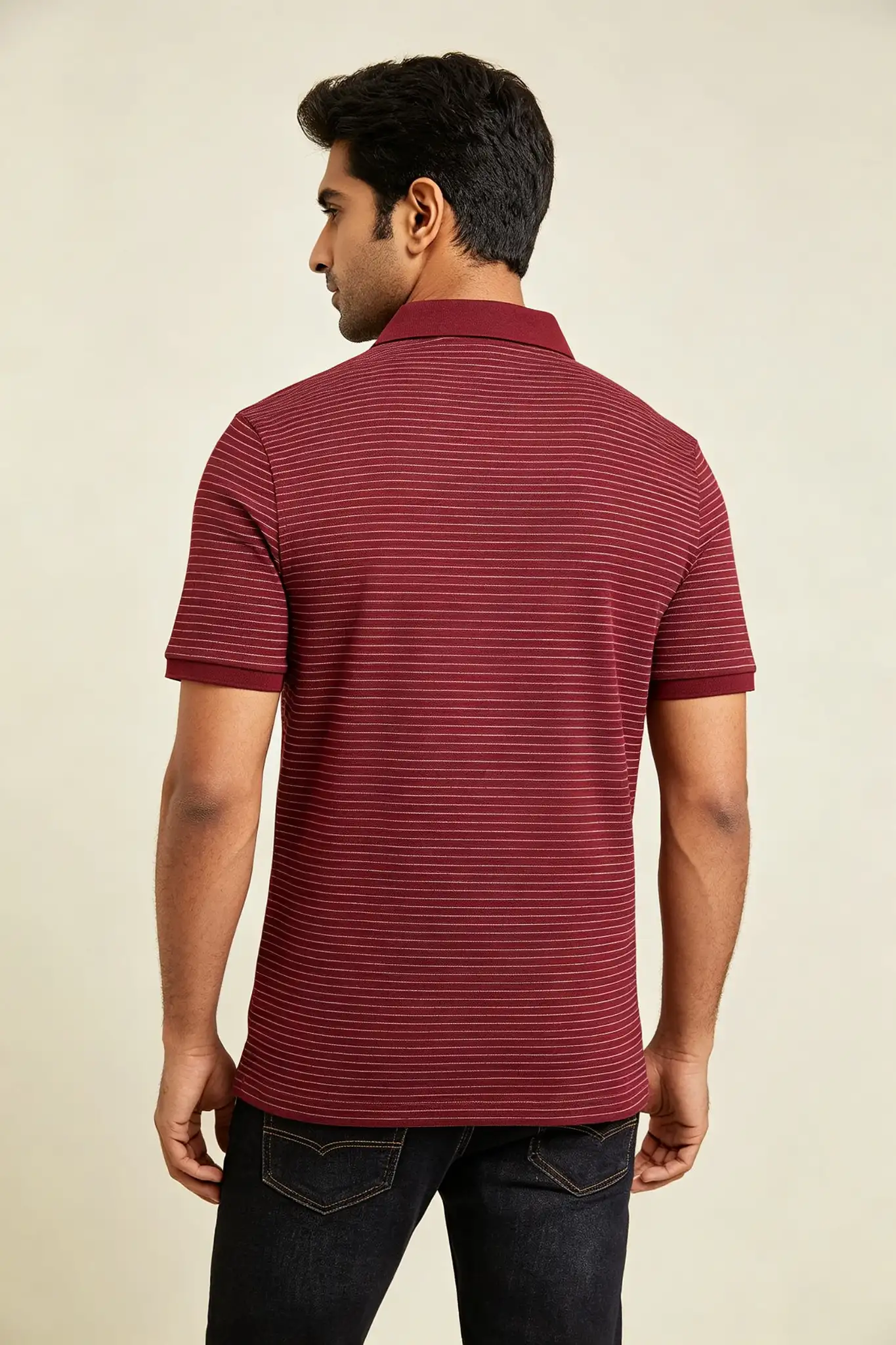Burgundy Striped Polo Shirt - image 4