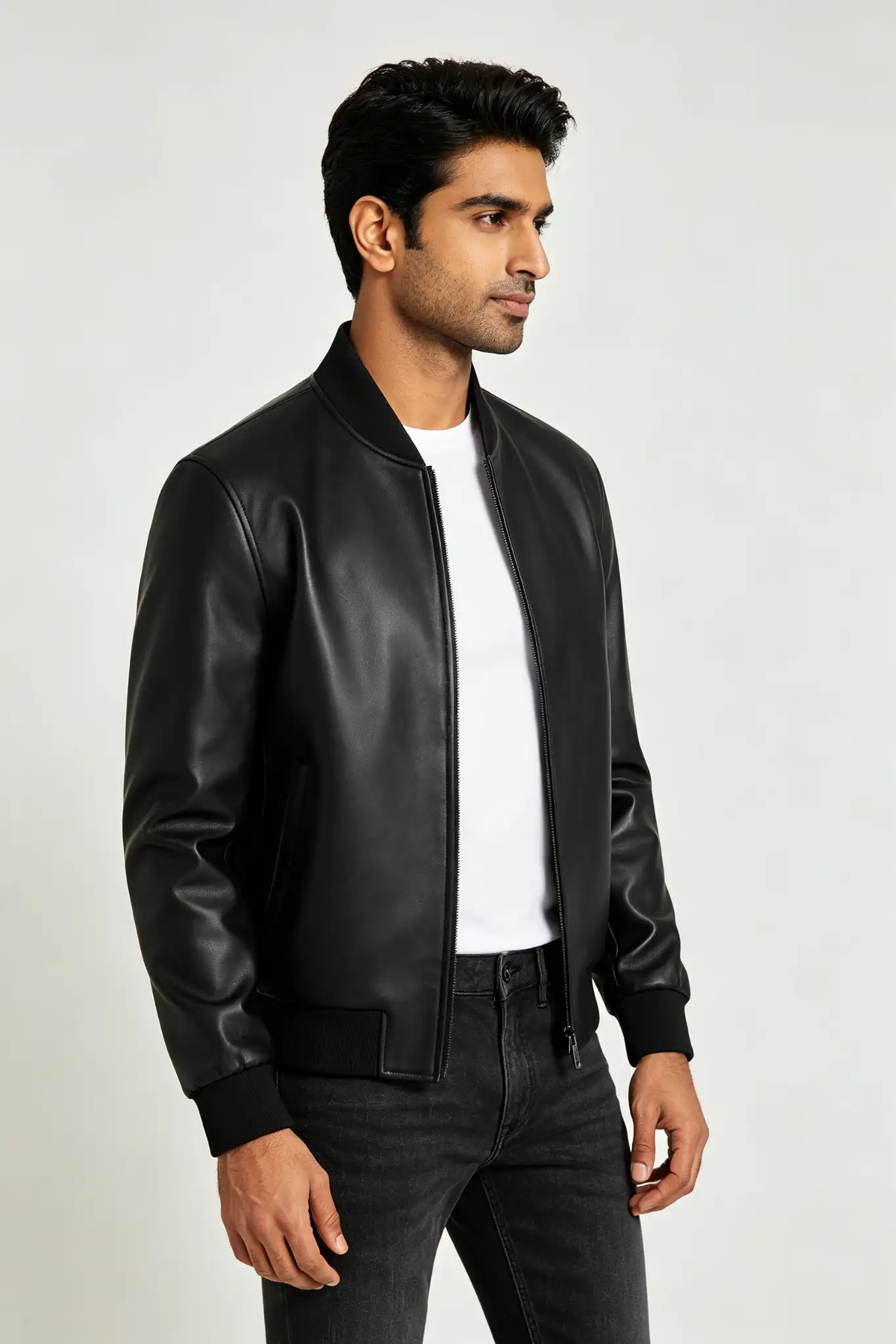 Brown Leather Biker Jacket - image 3