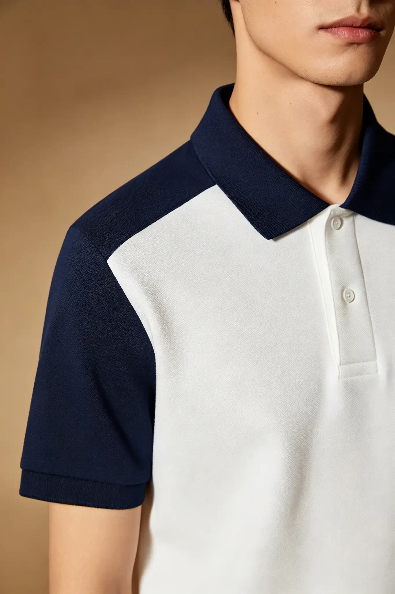 White & Navy Colourblock Polo - image 6