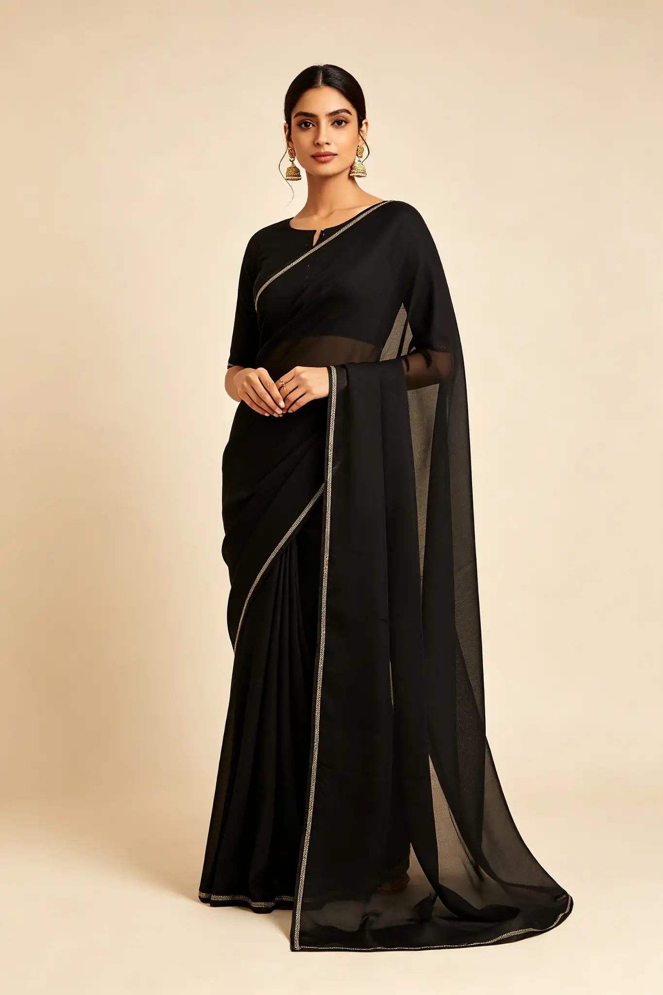 Nazneen Chiffon Dupatta - Black - image 2