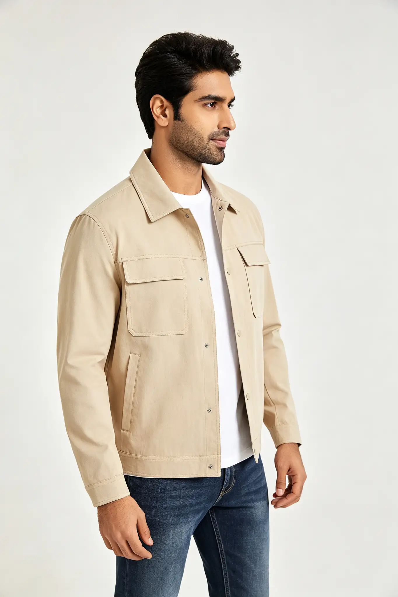Beige Cotton Utility Jacket - image 3