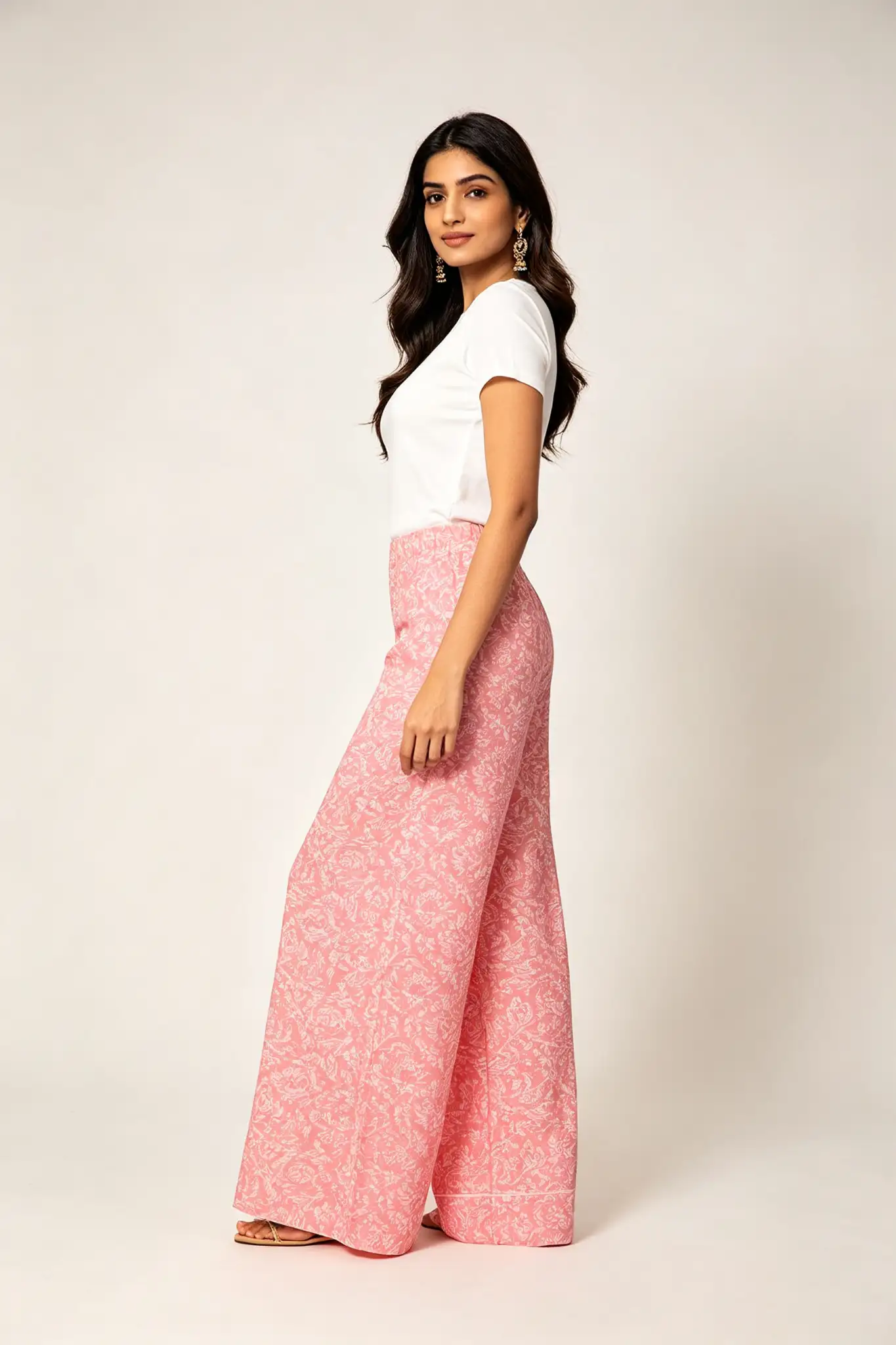 Pink Palazzo Pants - Print - image 3