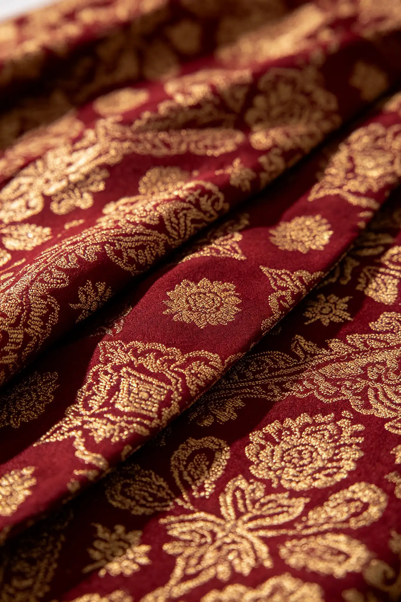 Burgundy Brocade Sherwani with Stole - image 6