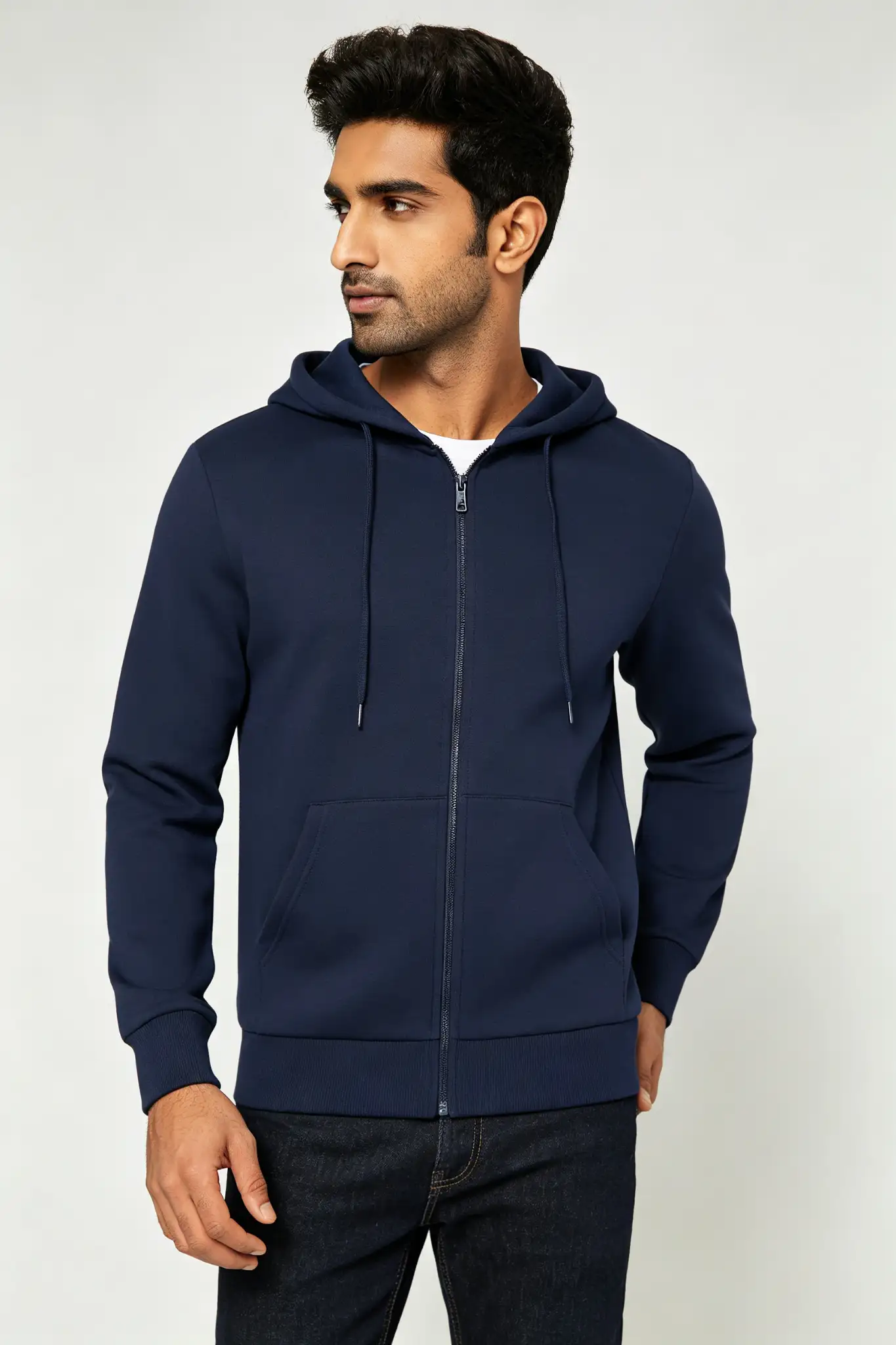 Navy Blue Zip-Up Hoodie - image 2