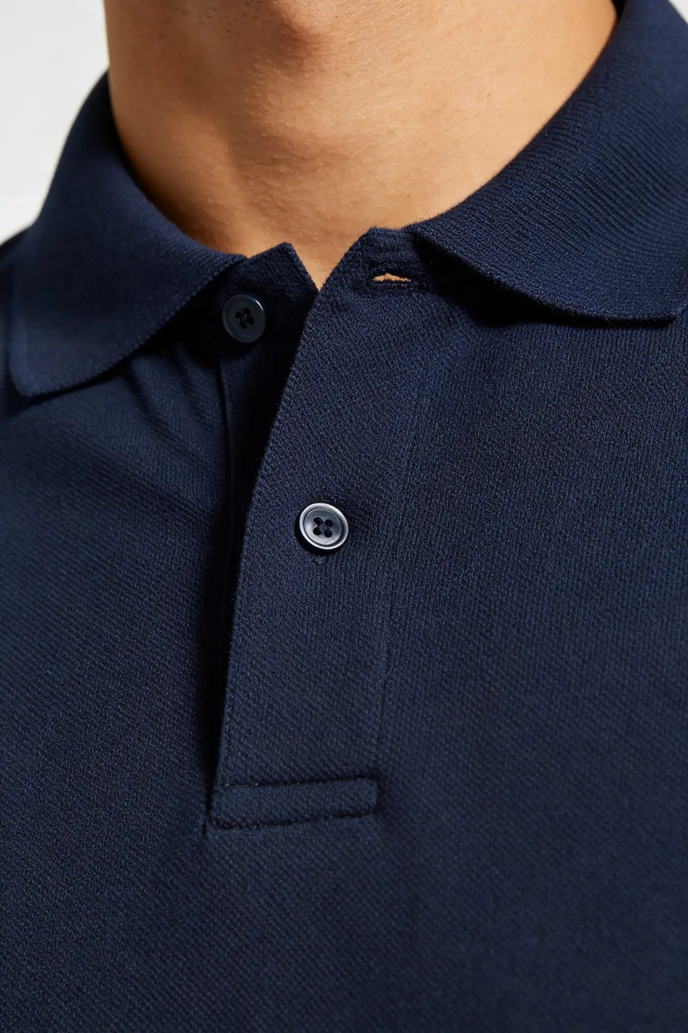 Solid Polo Collar T-Shirt - Navy Blue - image 6