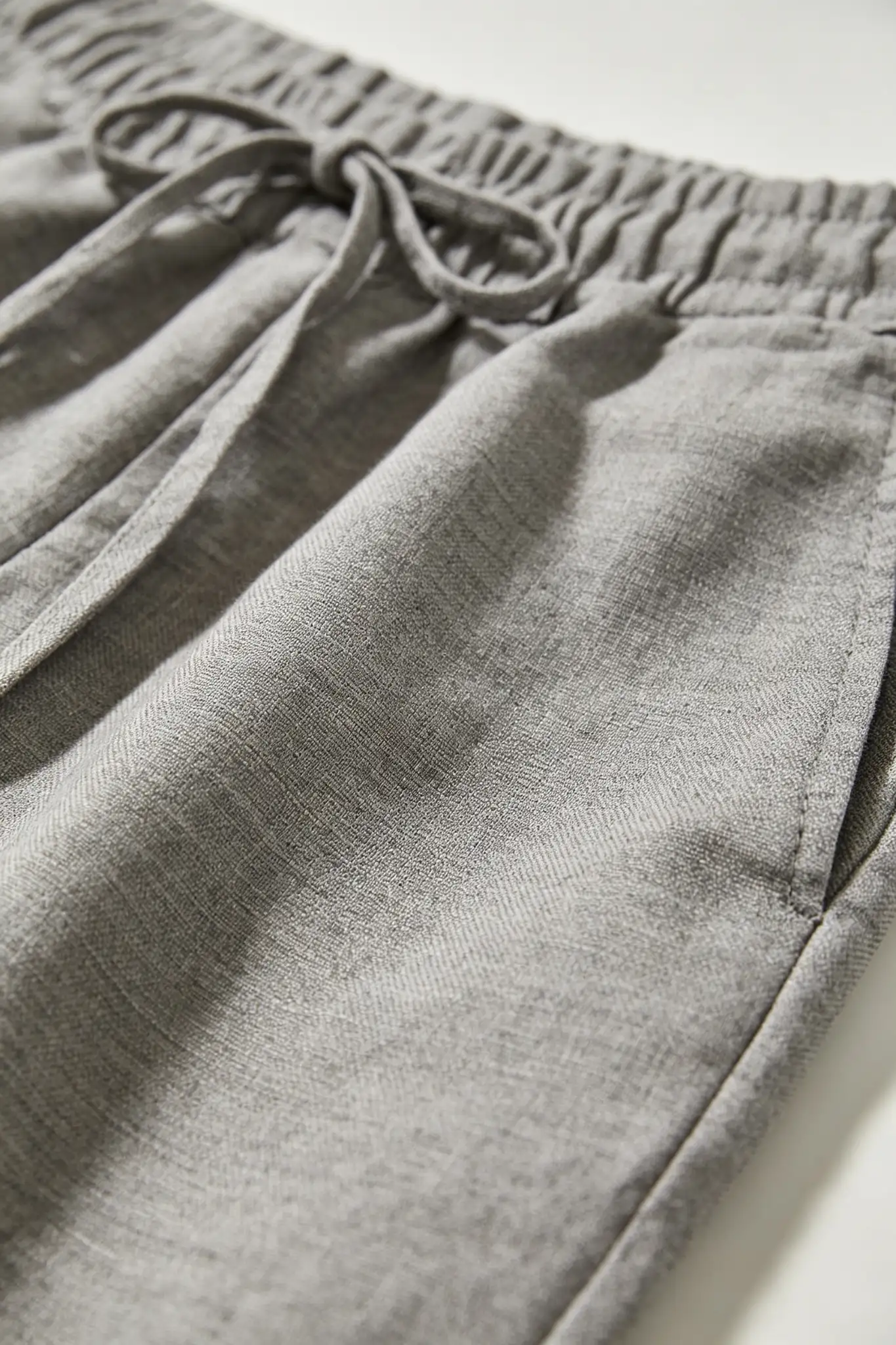 Grey Linen Blend Drawstring Pants - image 5