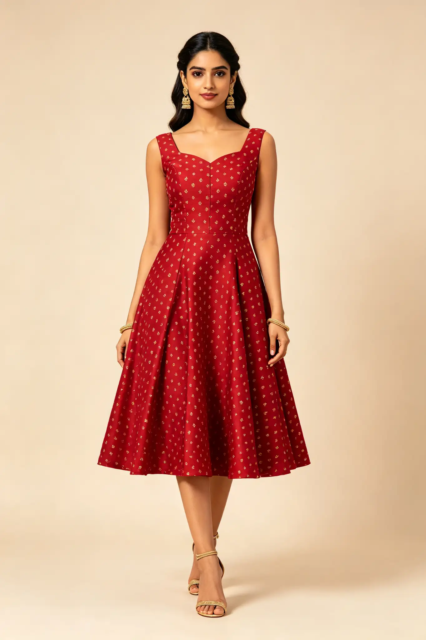 Red Fit & Flare Dress - Festive - image 2