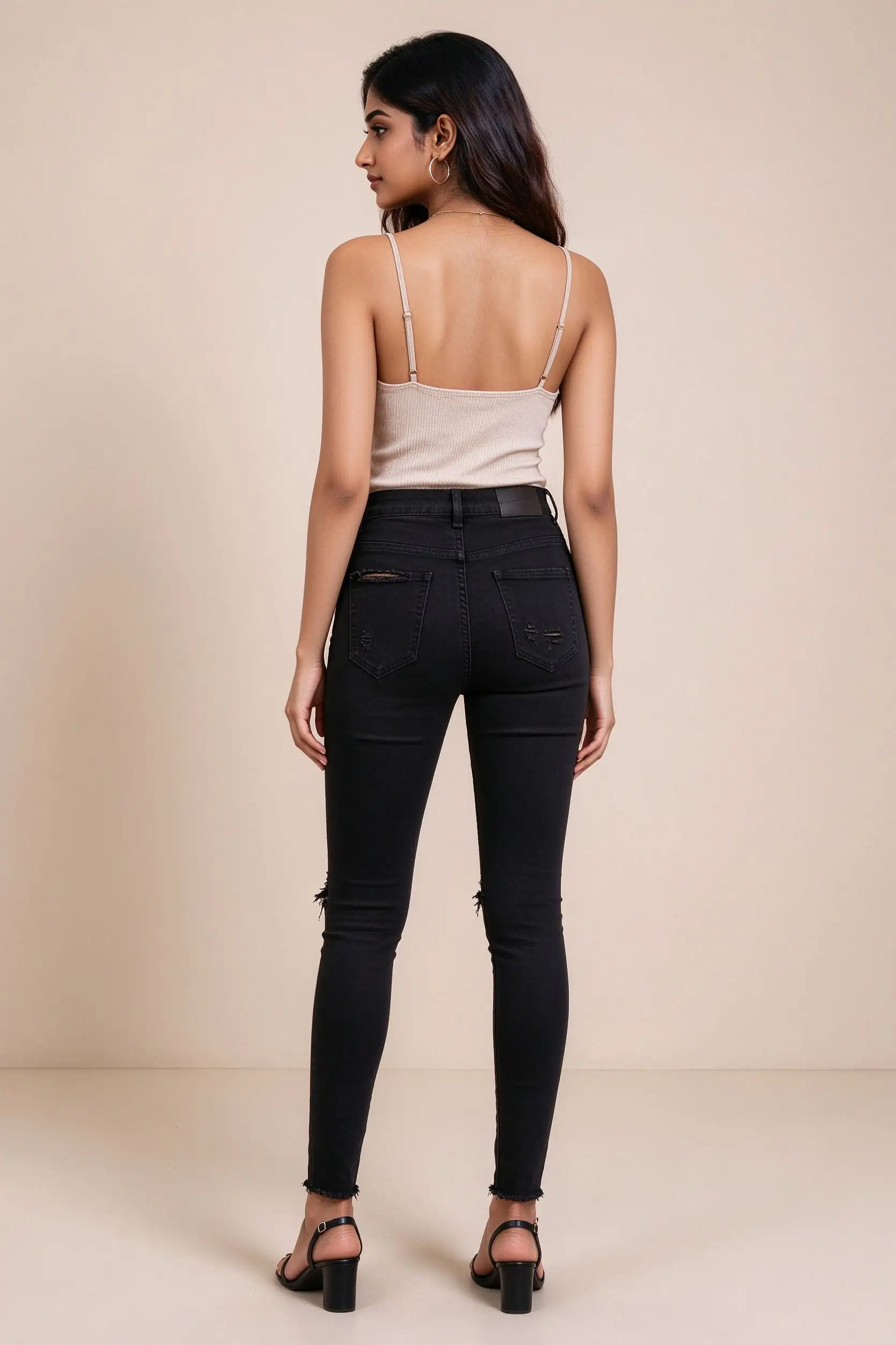 Ripped Skinny Jeans - Black - image 4