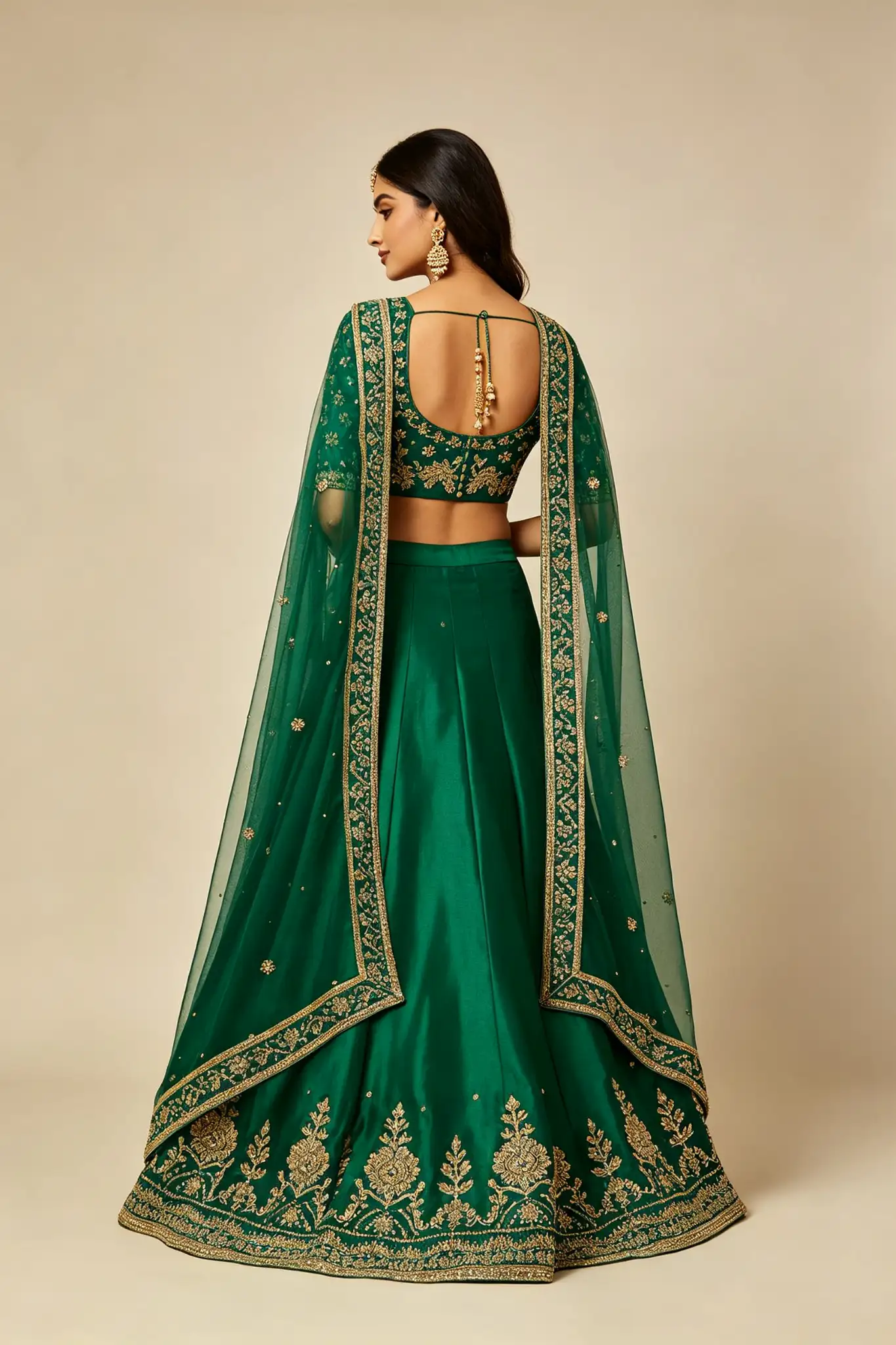 Emerald Green Lehenga - Festive - image 4