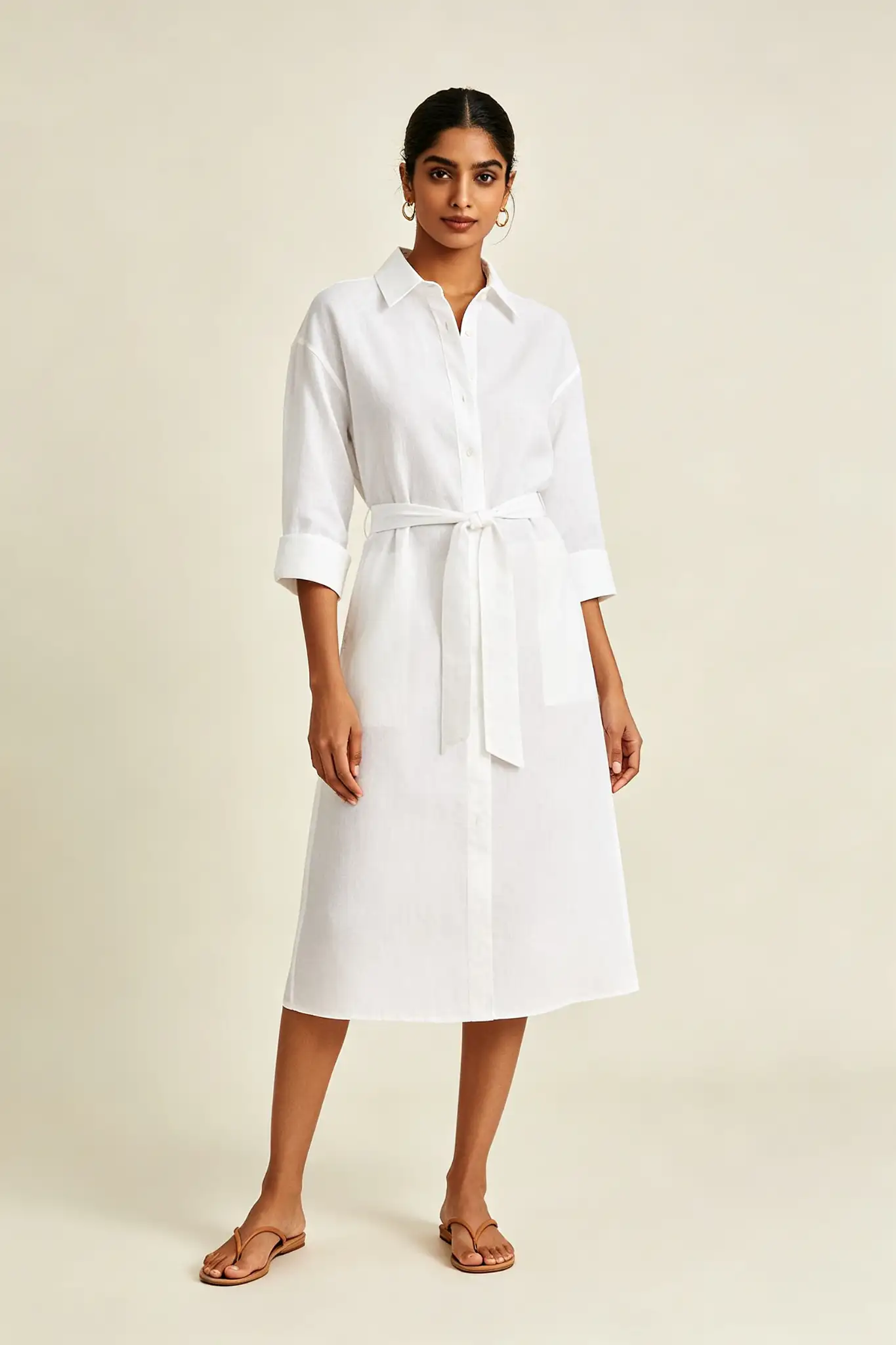 White Shirt Dress - Cotton - image 2