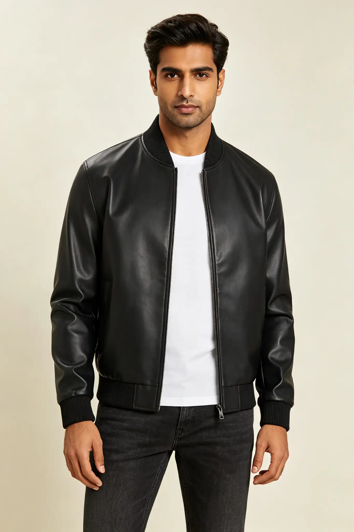Brown Leather Biker Jacket - image 2