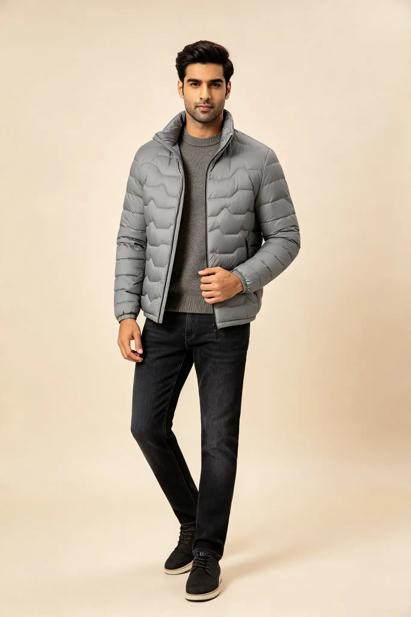 Grey Quilted Puffer Jacket - Winter - image 2