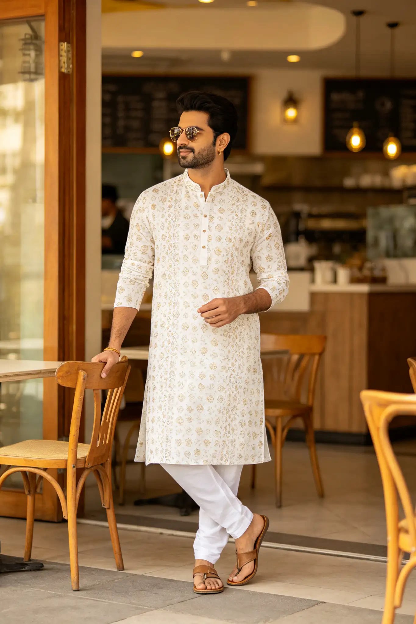 Ivory White Hand Block Printed Cotton Kurta - image 4