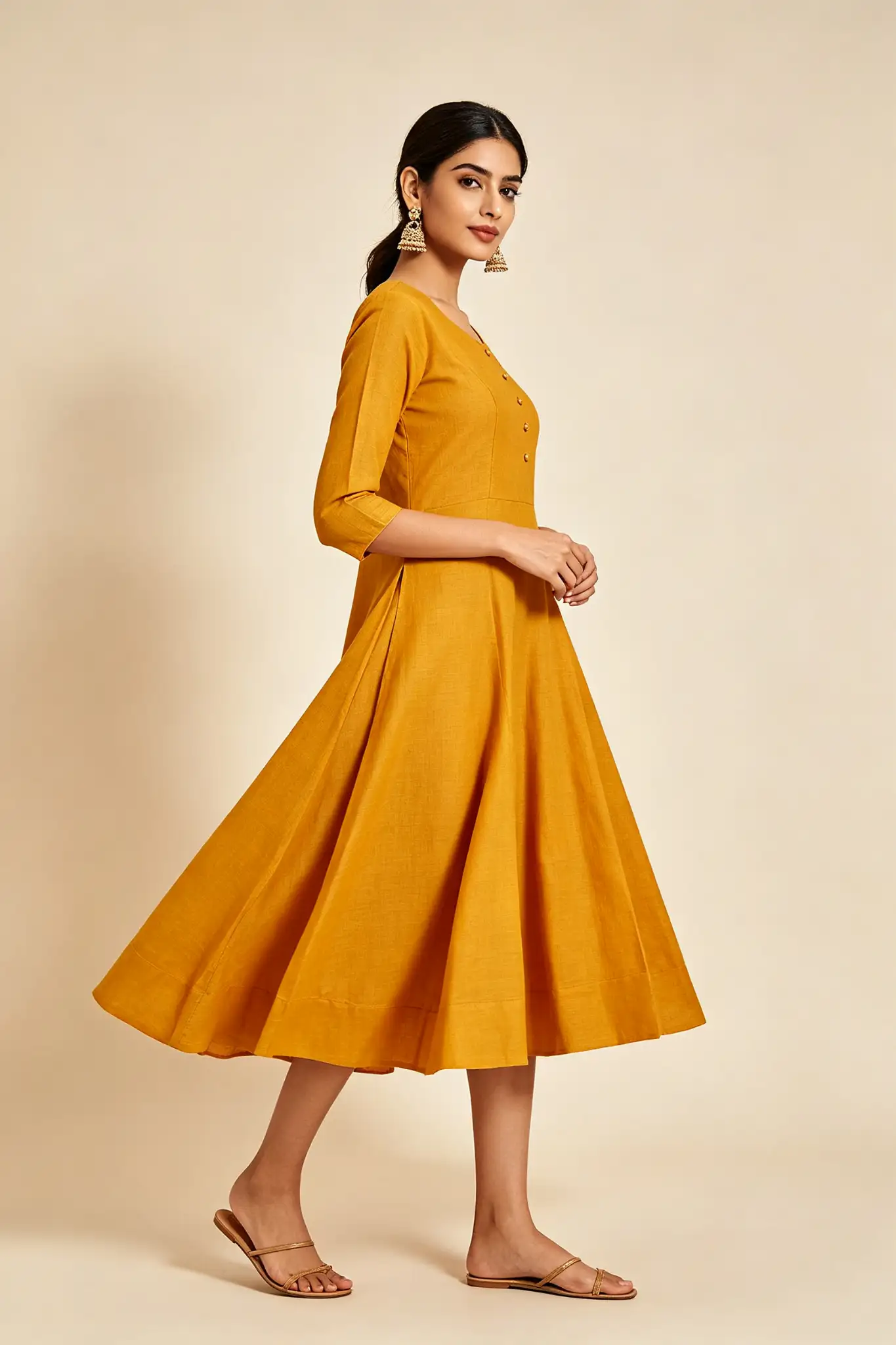 Mustard Yellow Anarkali Dress - image 3