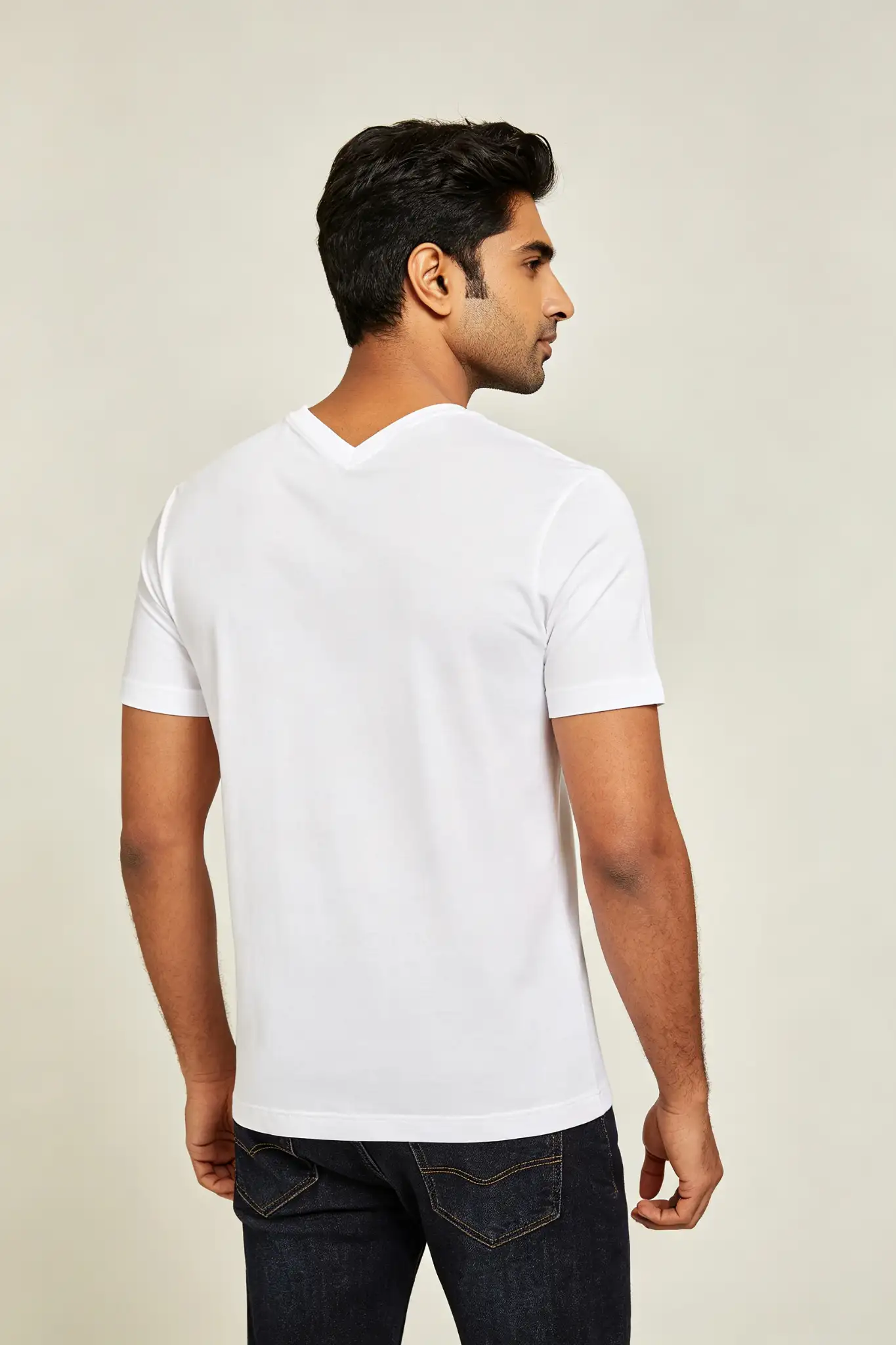 White V-Neck Premium Cotton T-Shirt - image 4