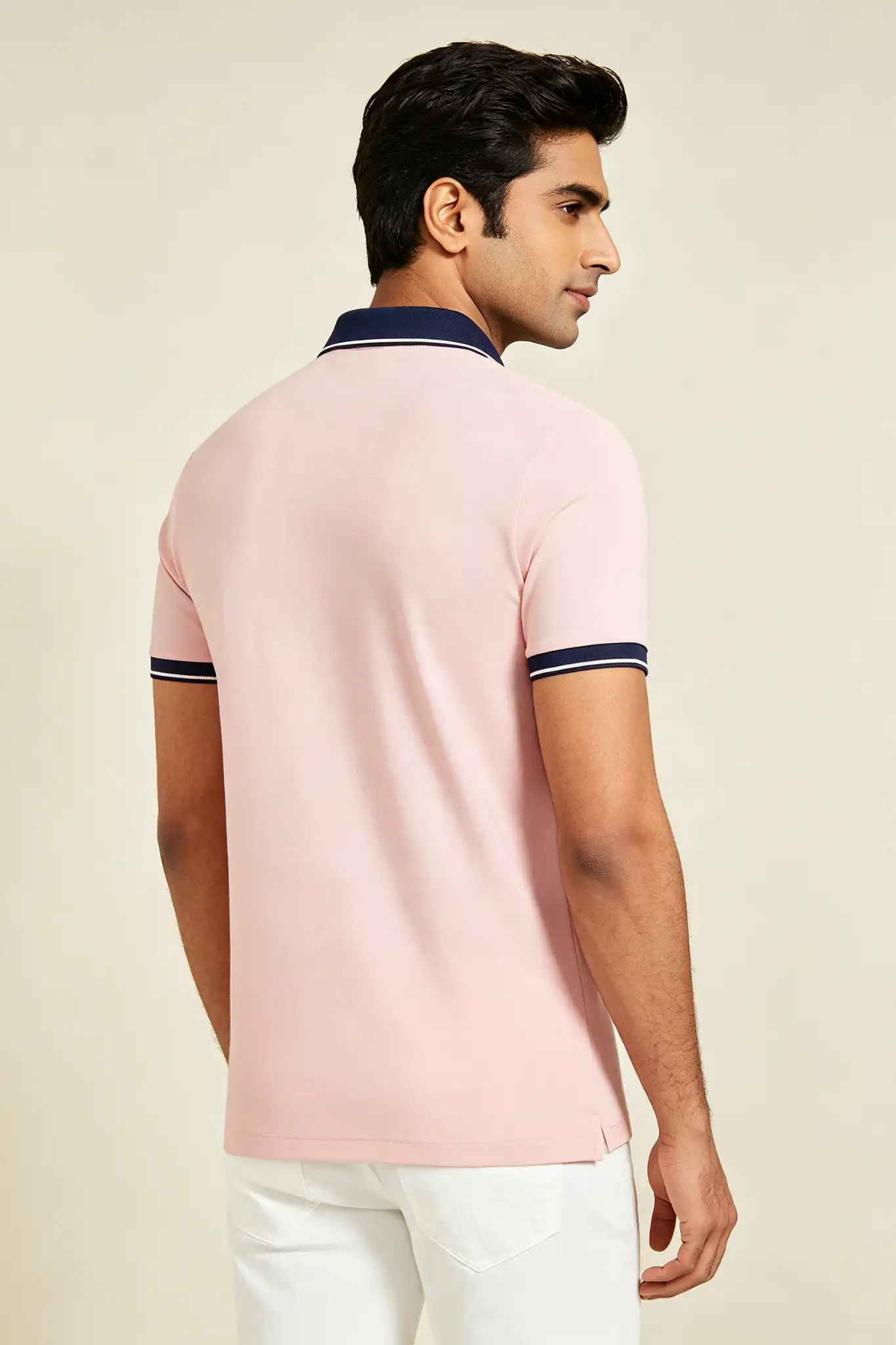 Light Pink Polo with Contrast Collar - image 4
