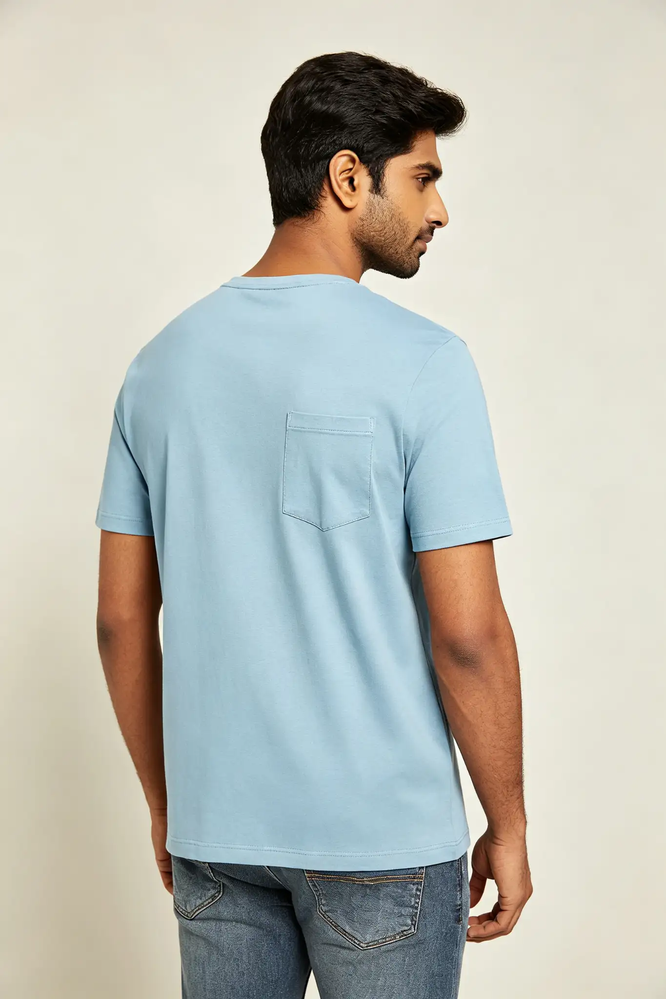 Light Blue Pocket T-Shirt - Cotton - image 4