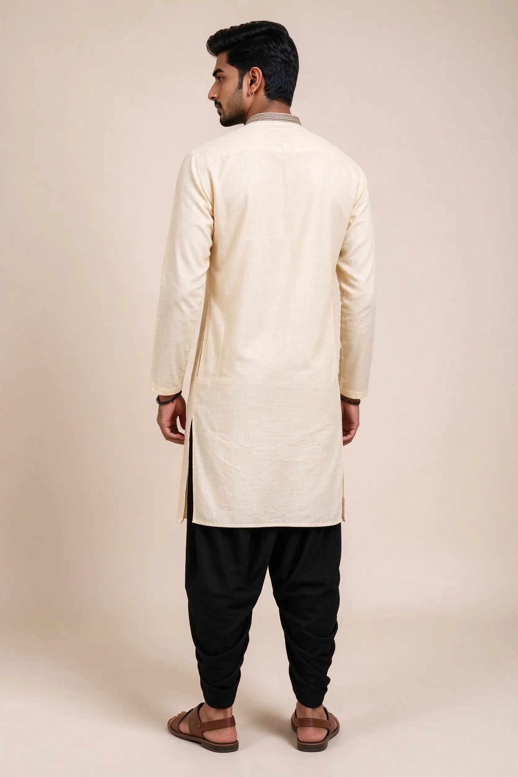 Black Cotton Dhoti Pants - Slim Fit - image 4