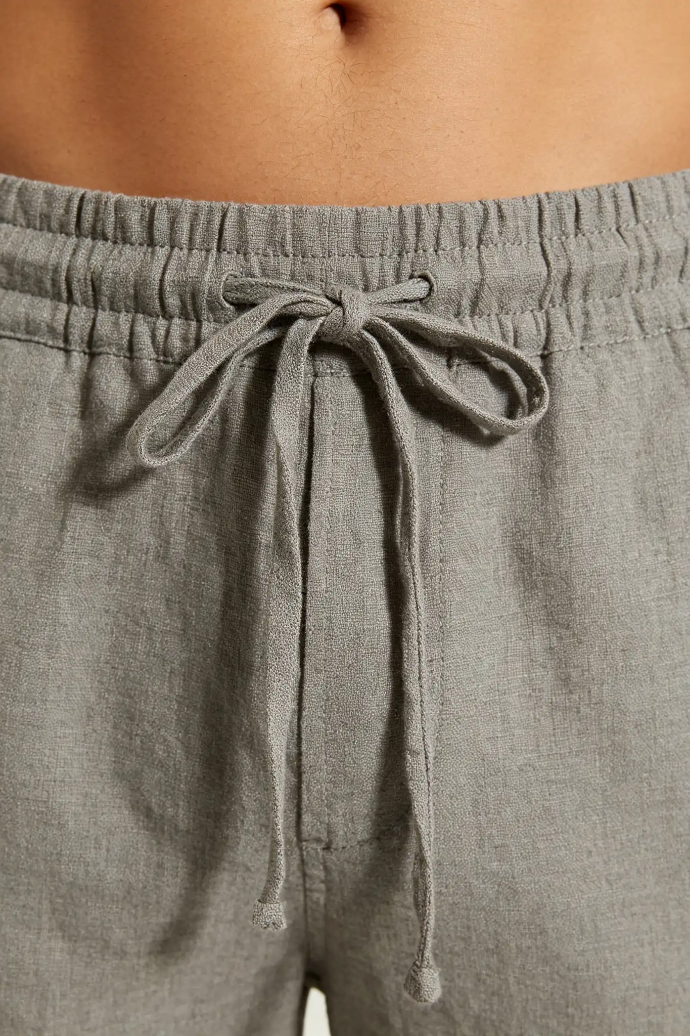Grey Linen Blend Drawstring Pants - image 6