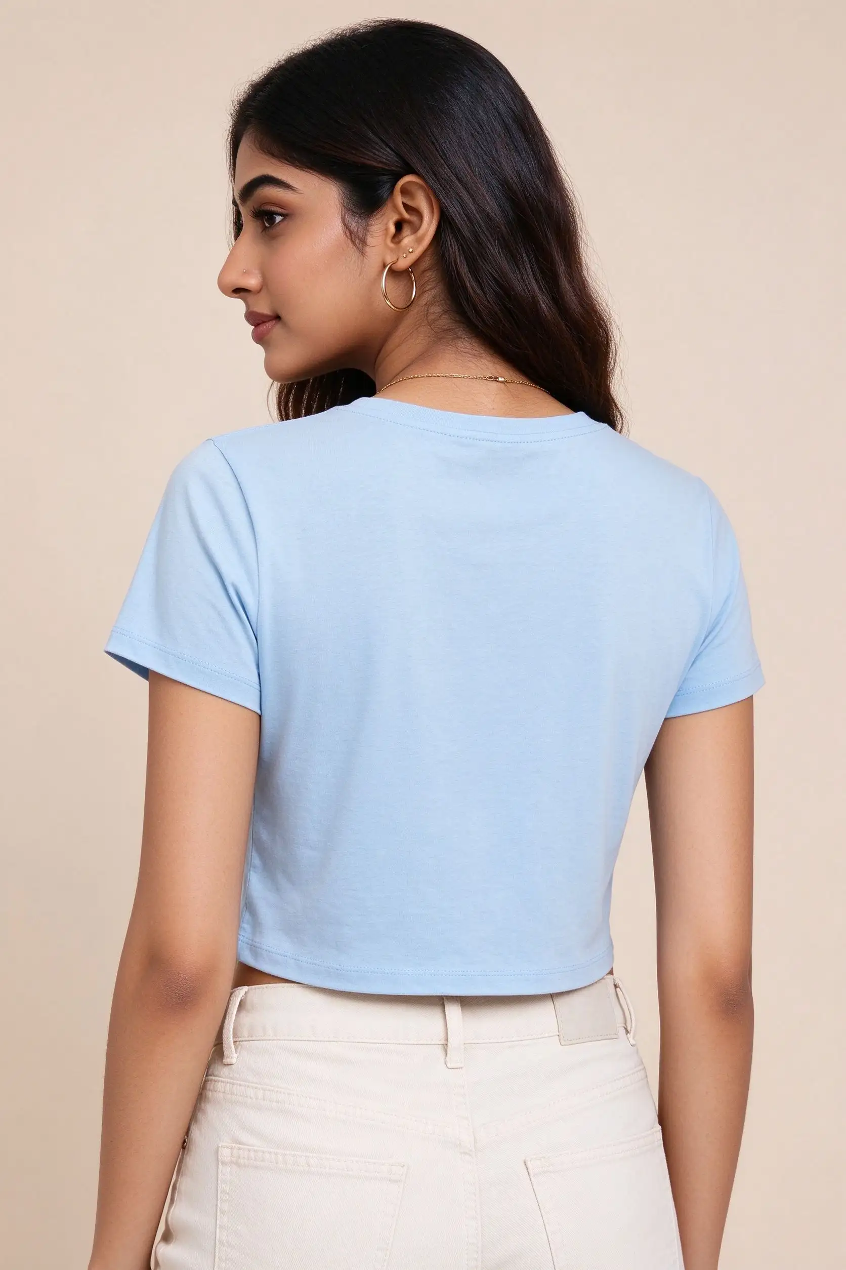 Light Blue Crop Top T-Shirt - image 4