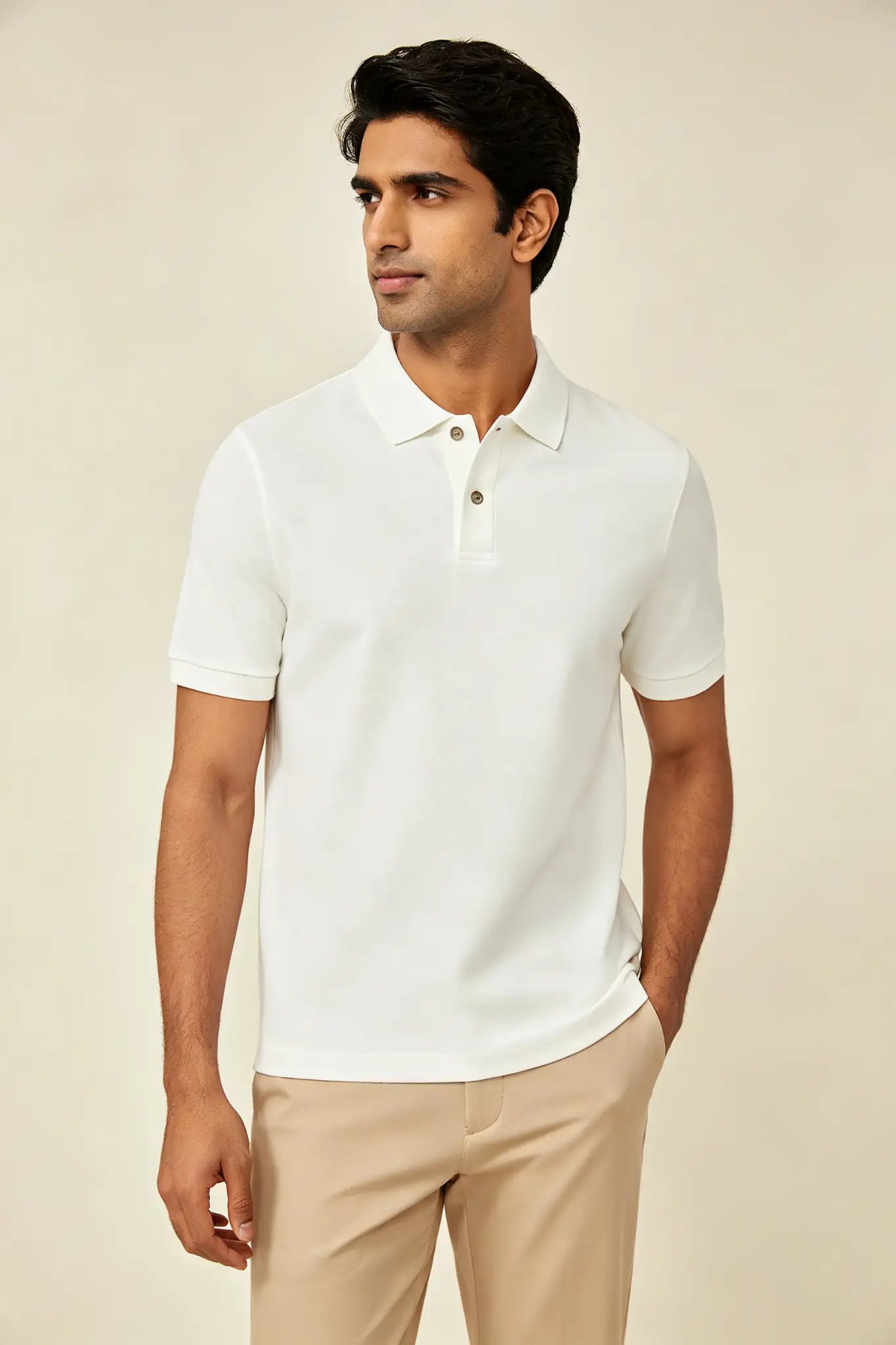 White Pique Cotton Polo Shirt - image 3