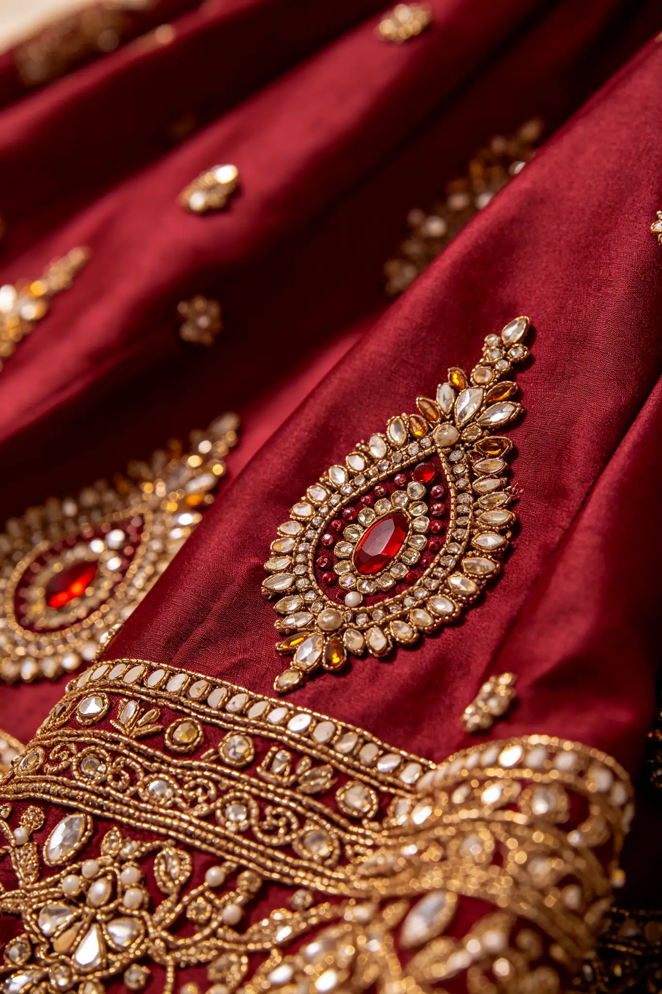 Wine Red Lehenga with Gotta Patti - image 6